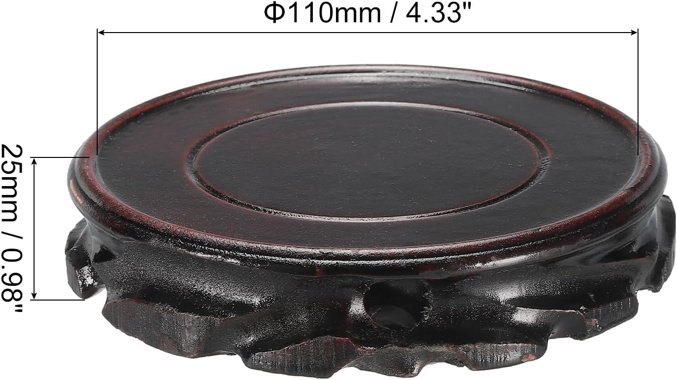MECCANIXITY Wooden Display Stand Base Stand Holders 110mm/4.33 inch Diameter Black for Vase Bonsai Stone Furniture Stable Home Decoration Pack of 2