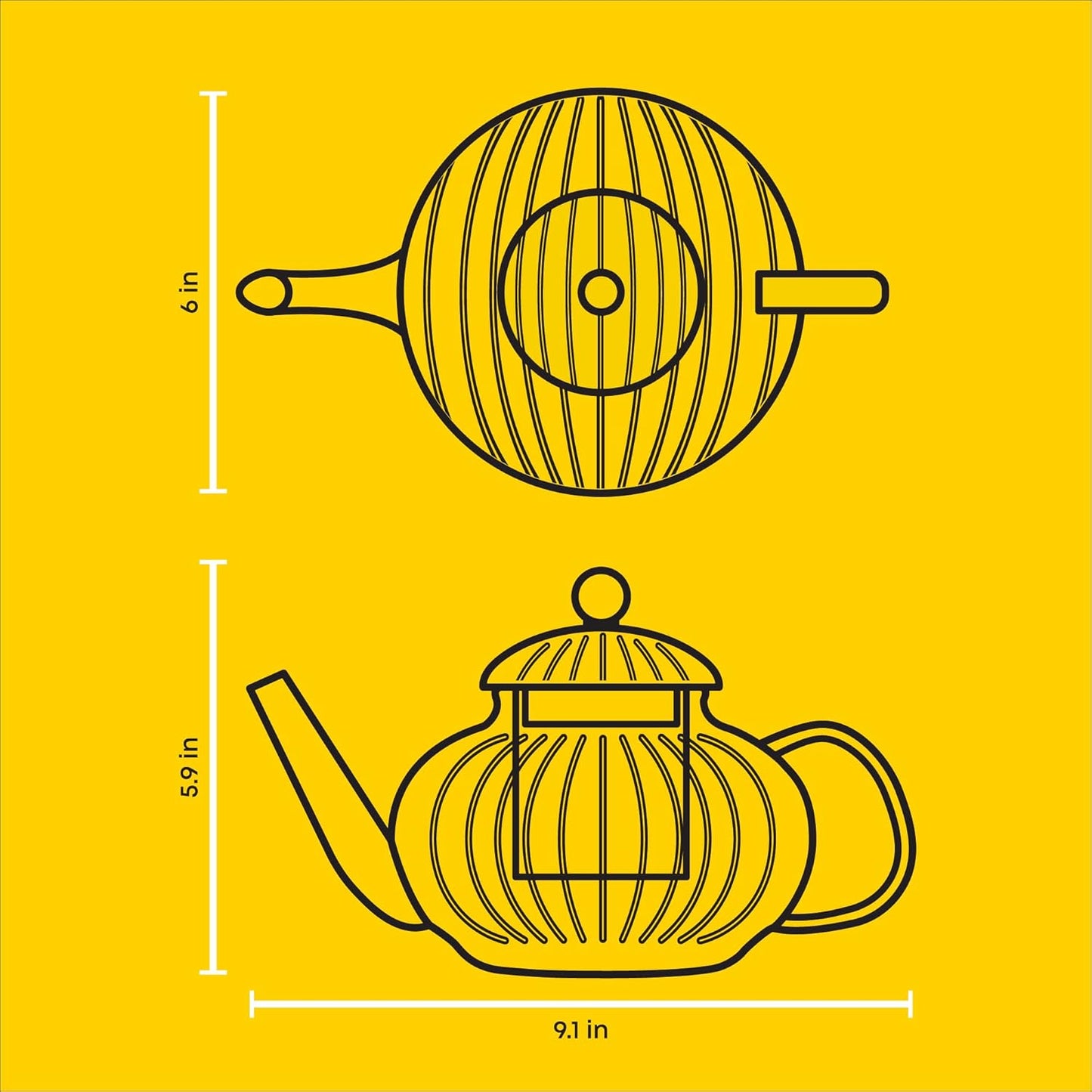 JoyJolt Fluted Glass Teapot Set 34oz, Stovetop Safe Tea Kettle, Borosilicate Clear Kettle with Removable Glass Infuser, Blooming and Loose Leaf Tea Maker and Brewer