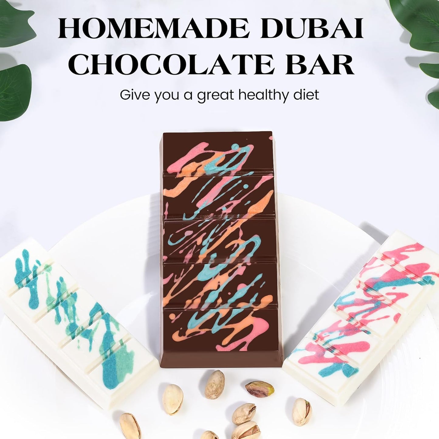 2 Pcs Chocolate Bar Mold Deep Large Chocolate Molds Silicone Break Apart Thick Silicone Molds for Candy Bar (5 Snap）