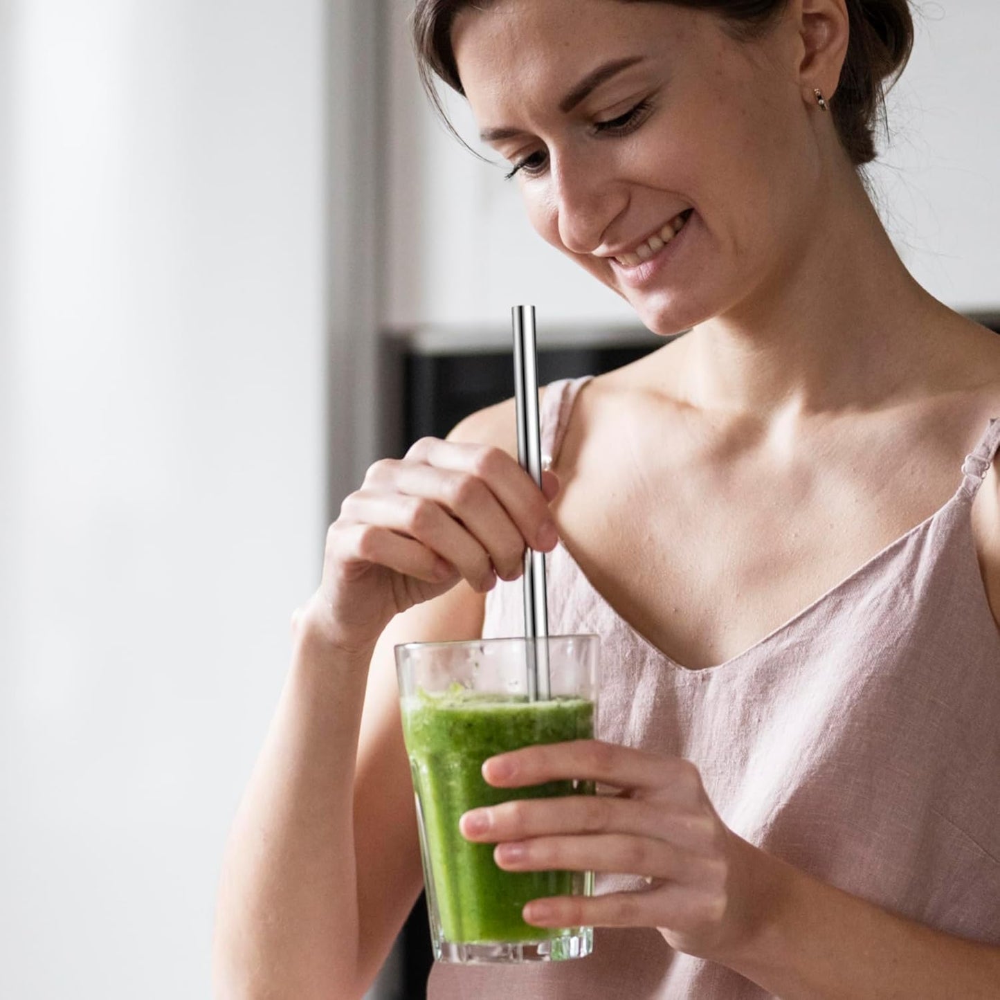 Stainless Steel Smoothie Straws, 0.47" Extra Wide Reusable Metal Drinking Straight & Bent Straws for Milkshake, Bubble Tea, Beverage