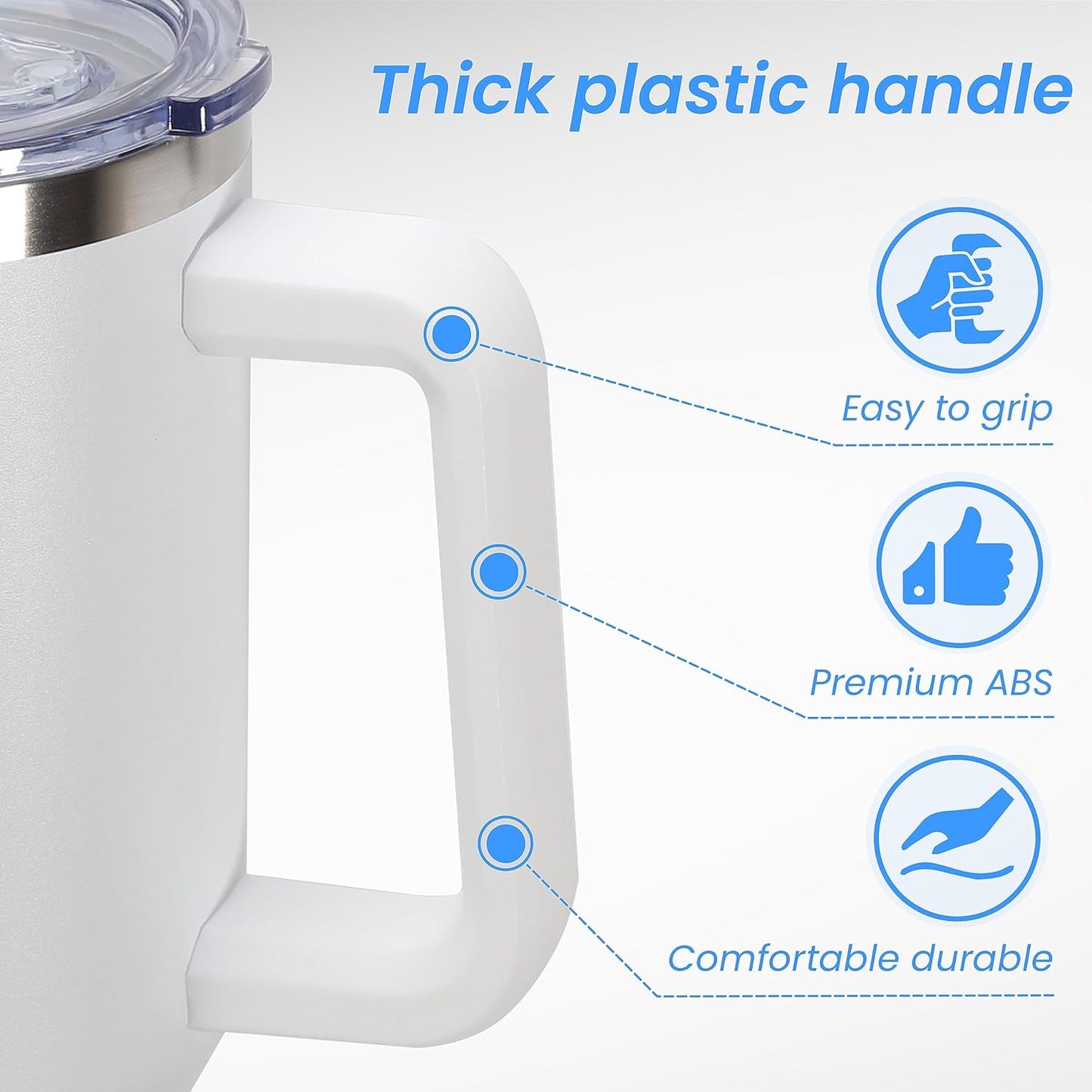 DOMICARE 40 oz Tumbler with Handle and Straw, Stainless Steel Tumbler with Lid and Straw, Reusable Vacuum Insulated Cup, Travel Coffee Mug, White, 4Pack