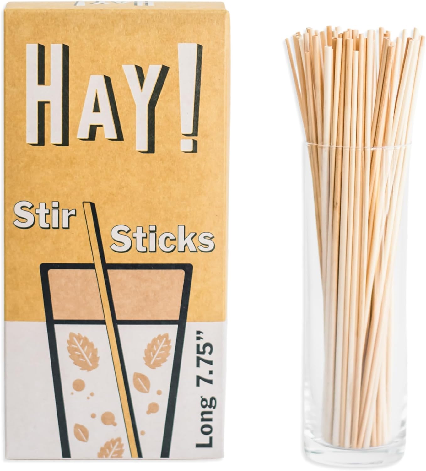 HAY! Stir, Natural coffee stir sticks, fully compostable made from wheat stems, our stir sticks are ideal for hot and cold beverages, 7.75'' pack of 500.