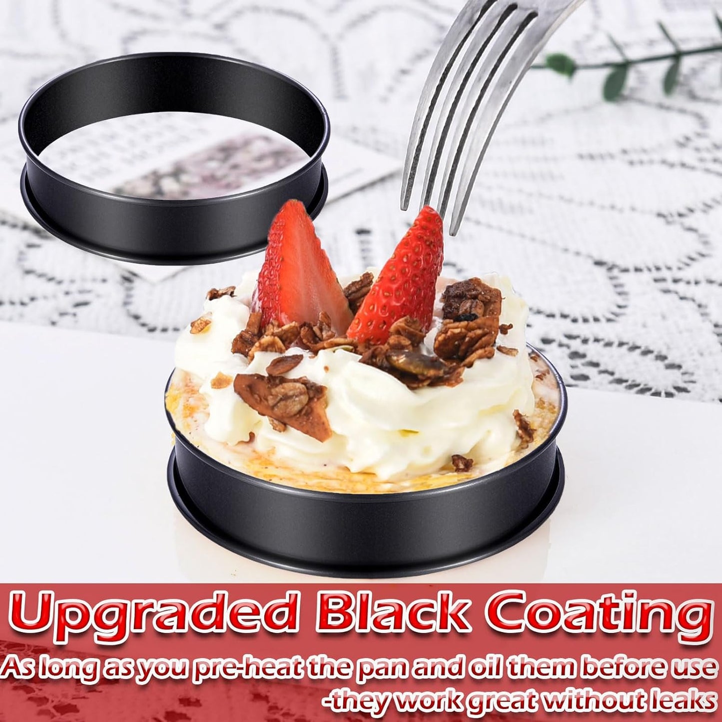 DATANYA 12Packs Crumpet Rings NONSTICK English Muffin Ring 4 Inch - Stainless Steel Double Rolled Tart Rings Round Metal Cookie Pastry Ring Molds for Baking Cooking