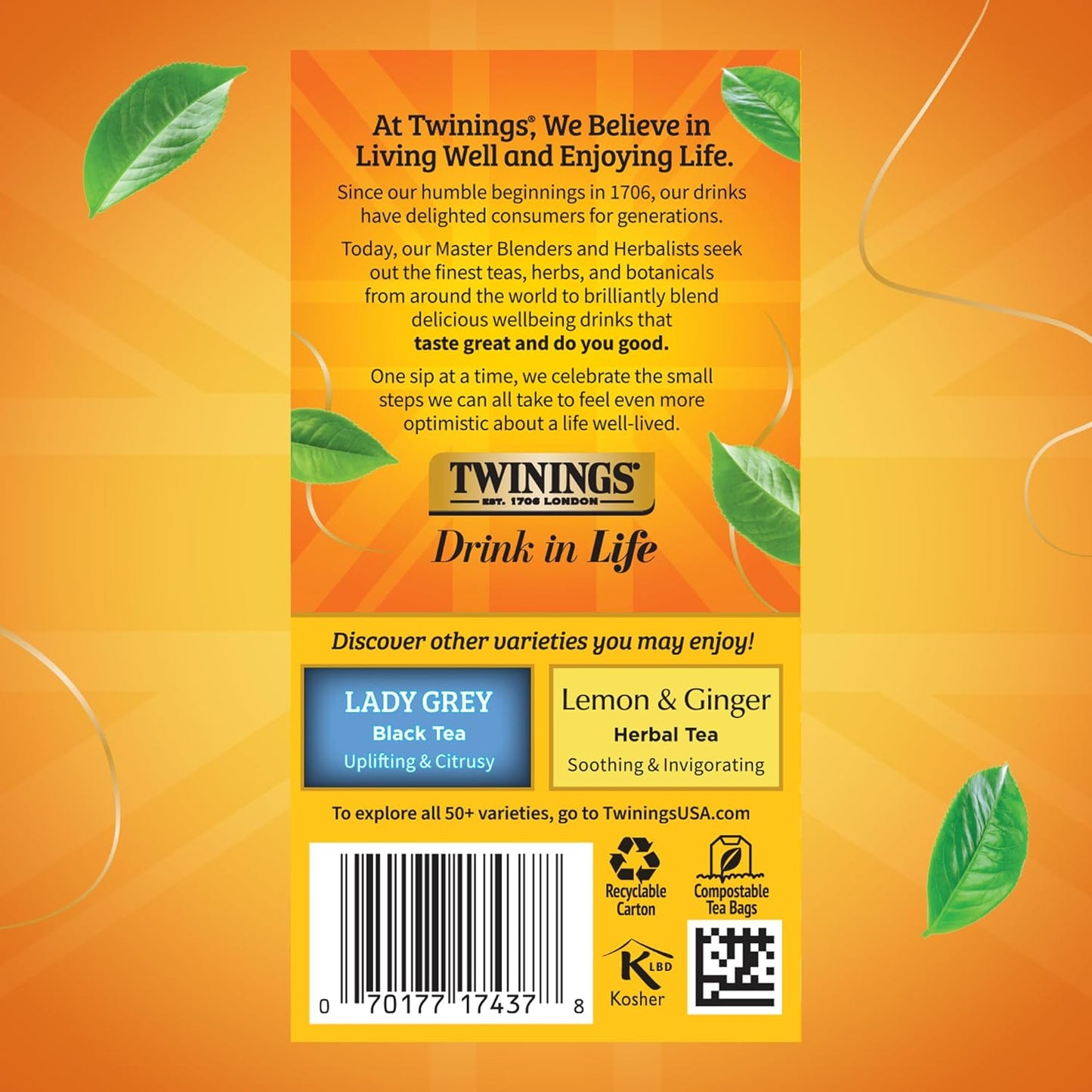 Twinings Earl Grey Extra Strong Black Tea Individually Wrapped Bags, 20 Count (Pack of 1), Flavoured with Citrus and Bergamot, Caffeinated, Enjoy Hot or Iced, 20 Teabags