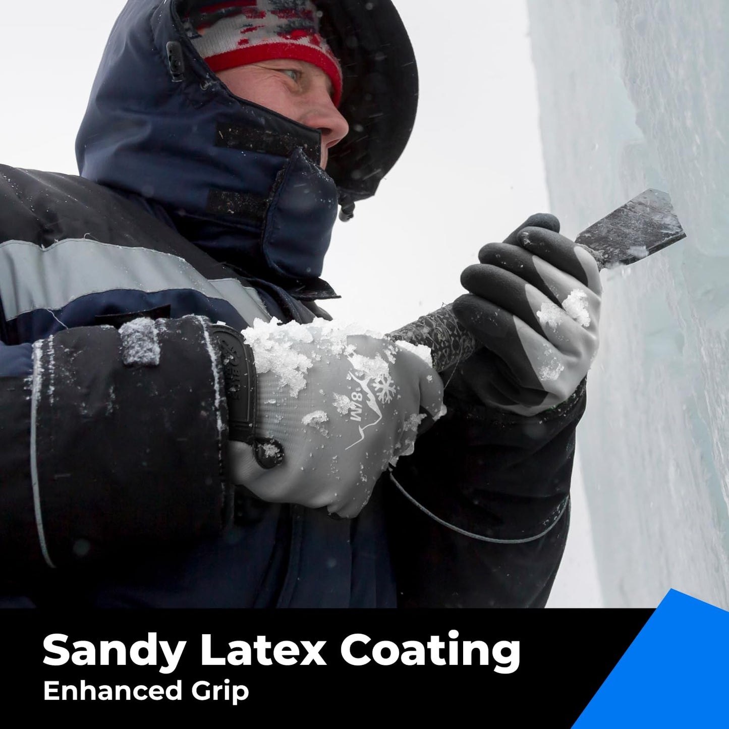 100% Waterproof Gloves for Men and Women, Winter Work Gloves for Cold Weather, Touchsreen, Thermal Gloves for Fishing, Gardening and Working in Freezer, With Grip, Grey, XX-Large