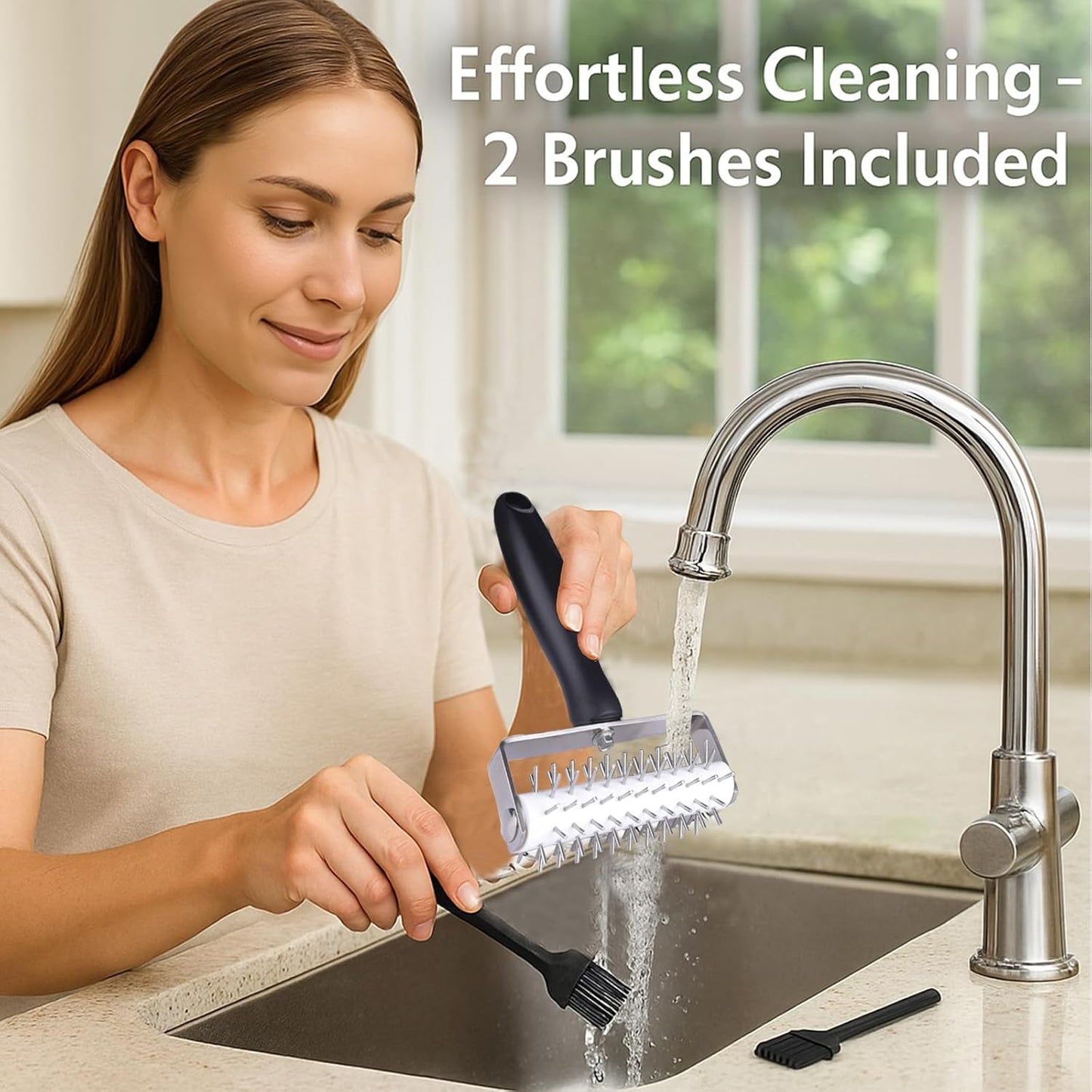 Pizza Dough Docker Roller Stainless Steel, Pin Puncher Dough Hole Maker, Docking Tool for Pizza Pie Cookie Pastry Bread