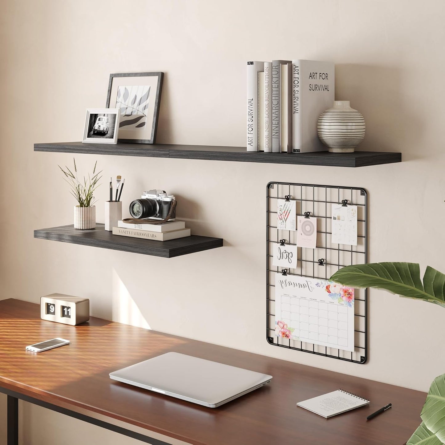 Wall Shelf Set of 1,Dark Wood Floating Shelves 36 in W x 10 in D x 1 in H, Wooden Floating Wall Shelf with Invisible Brackets for Living Room/Bedroom/Bathroom/Kitchen Storage and Decor