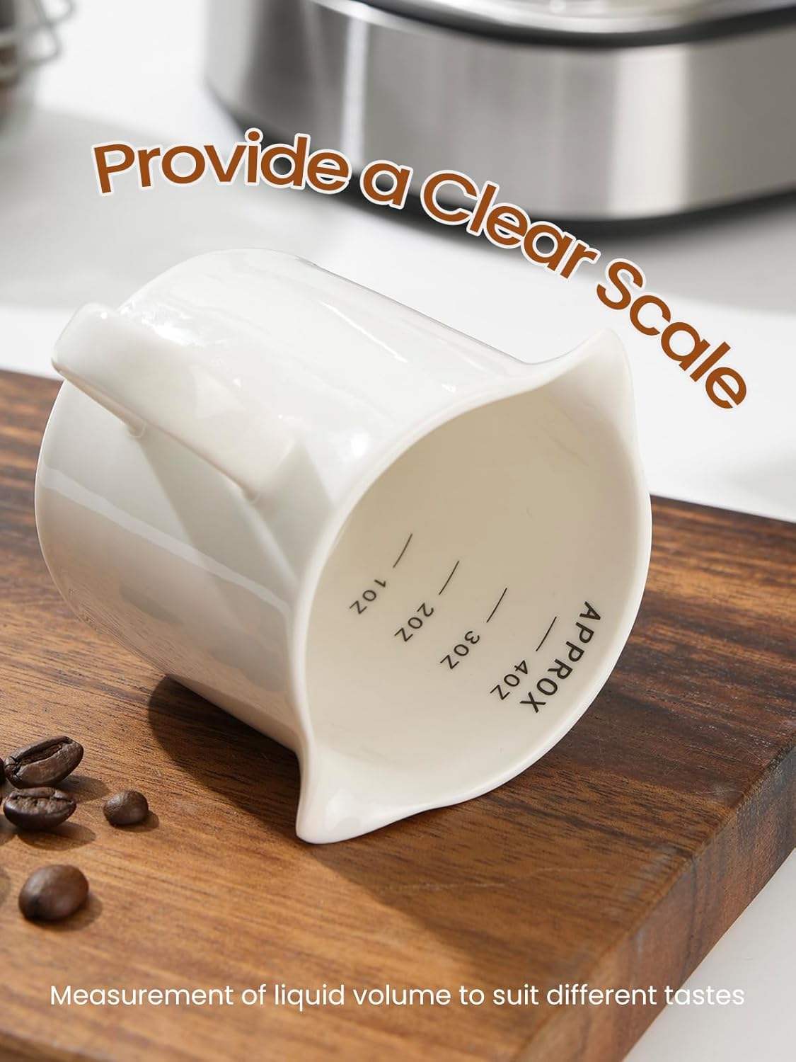 Espresso Cups, 5 OZ Ceramic Double Spouts Cups, Espresso Shot Cup with Handle and Measuring, Small Coffee Mugs Accessories for Espresso Machine Set Suitable for Milk Syrup