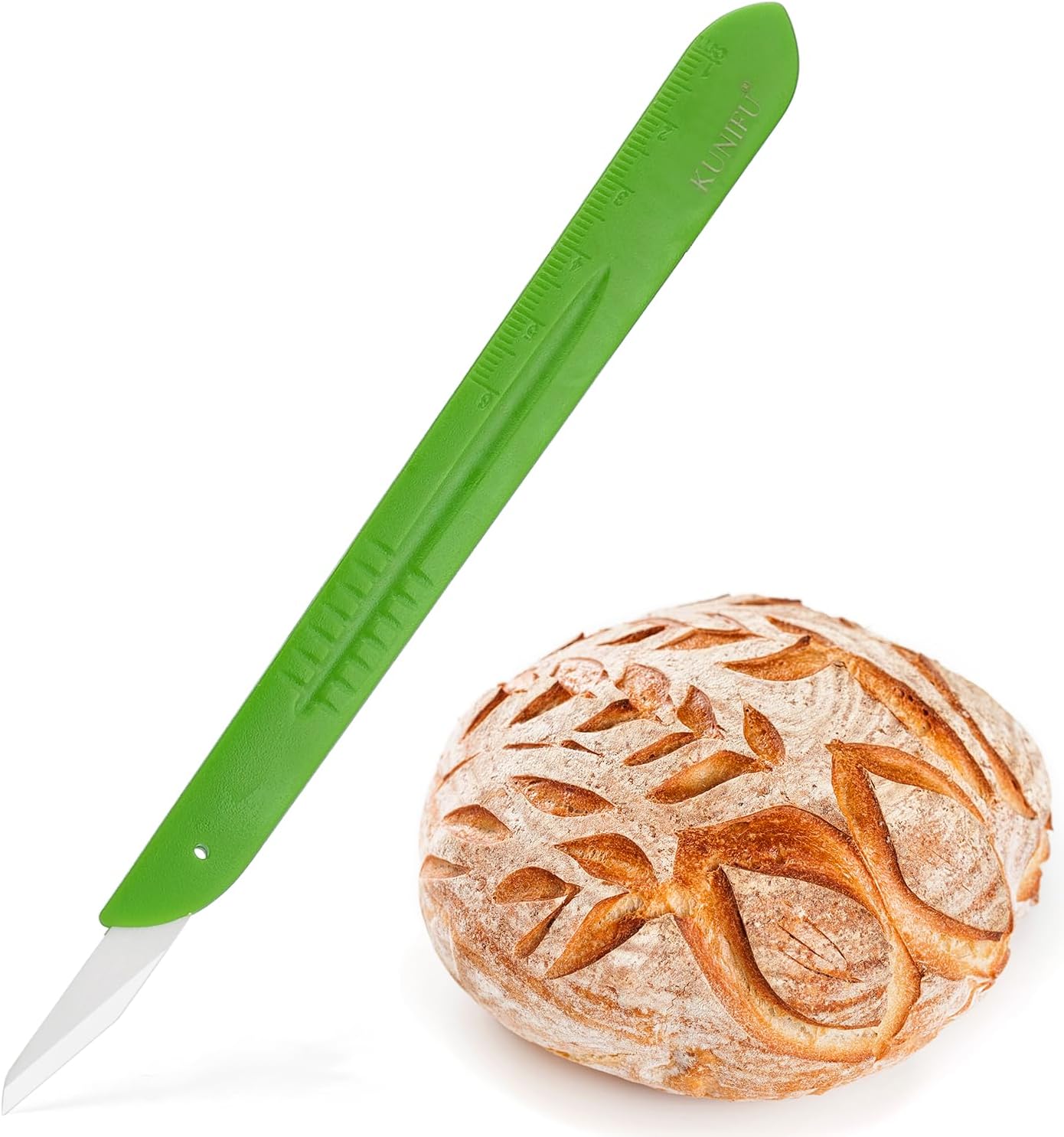 KUNIFU Bread Lame Bread Scoring Tool for Sourdough Scoring, Ceramic Scoring Knife for Bread Baking, Bread Scorer with Protective Cover, for Homemade and Bakery Use, Green