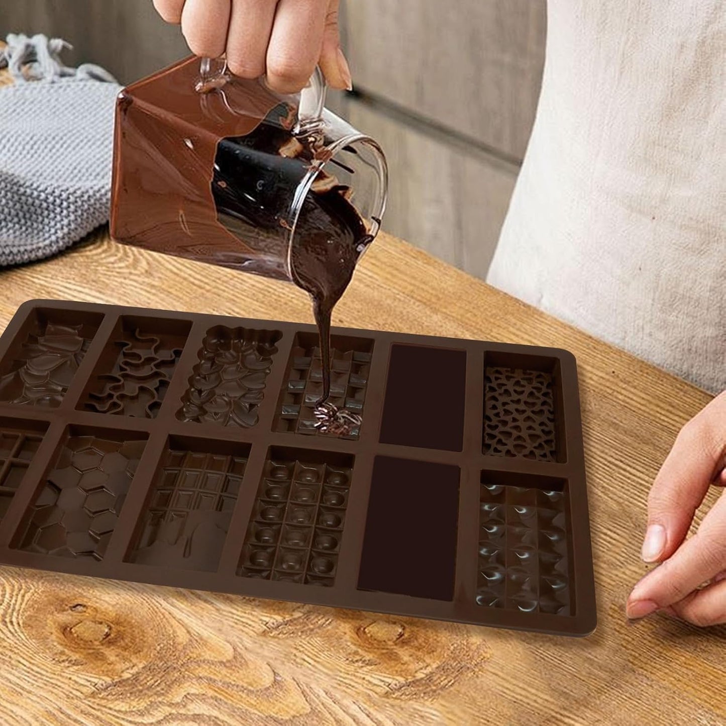 2 Pcs Brown Mini Chocolate Bar Mold for Dubai, Candy Silicone Mold