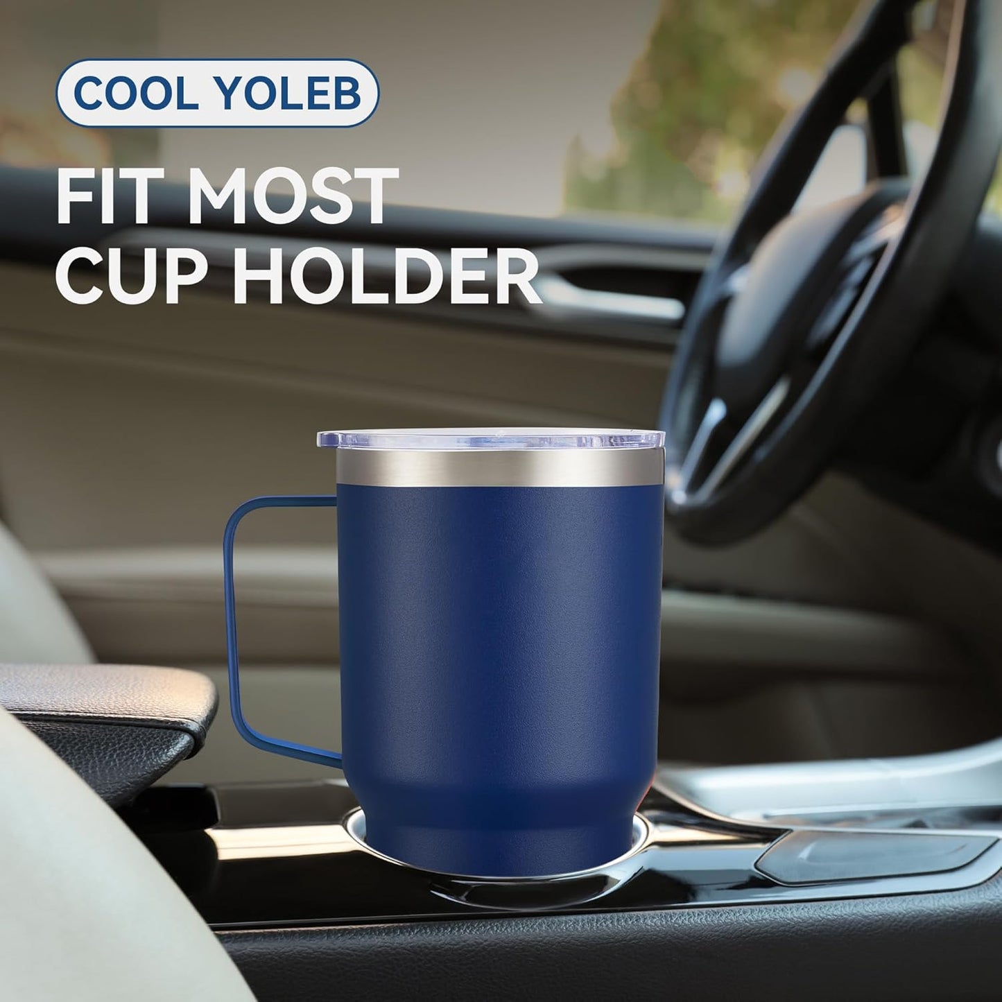 30 oz Tumbler with Handle and Lid, Stainless Steel Tumblers Bulk Double Wall Vacuum Insulated Travel Mug Leak Proof Cup Keep Drinks Cold and Hot Navy, 4 Pack