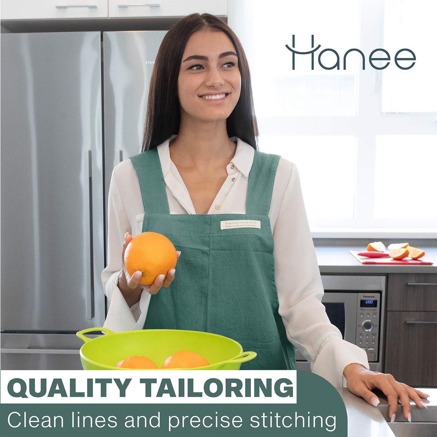 HANEE Cotton Aprons for Women and Men | Cross-Back Apron with Pockets