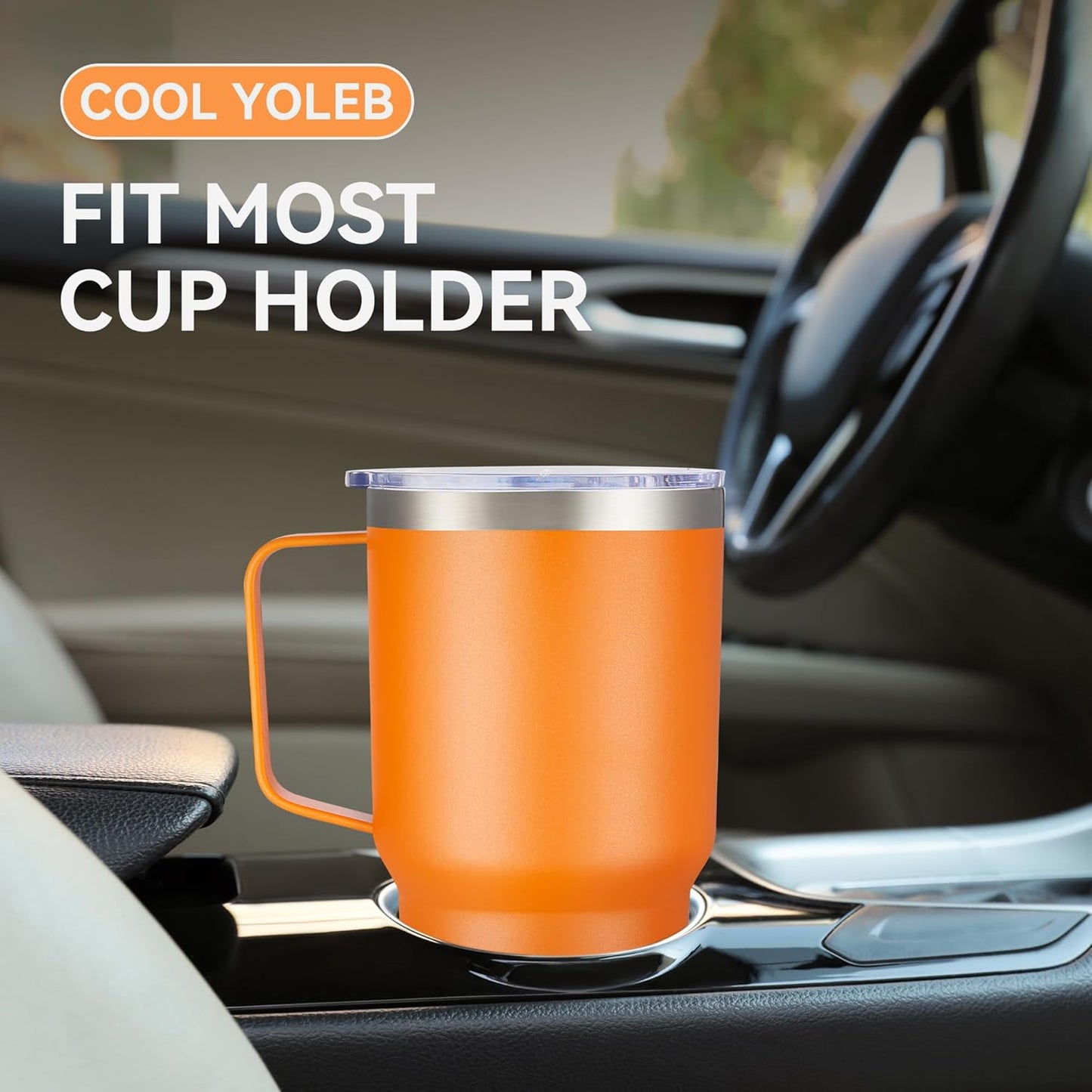 30 oz Tumbler with Handle and Lid, Stainless Steel Tumblers Bulk Double Wall Vacuum Insulated Travel Mug Leak Proof Cup Keep Drinks Cold and Hot Orange, 8 Pack
