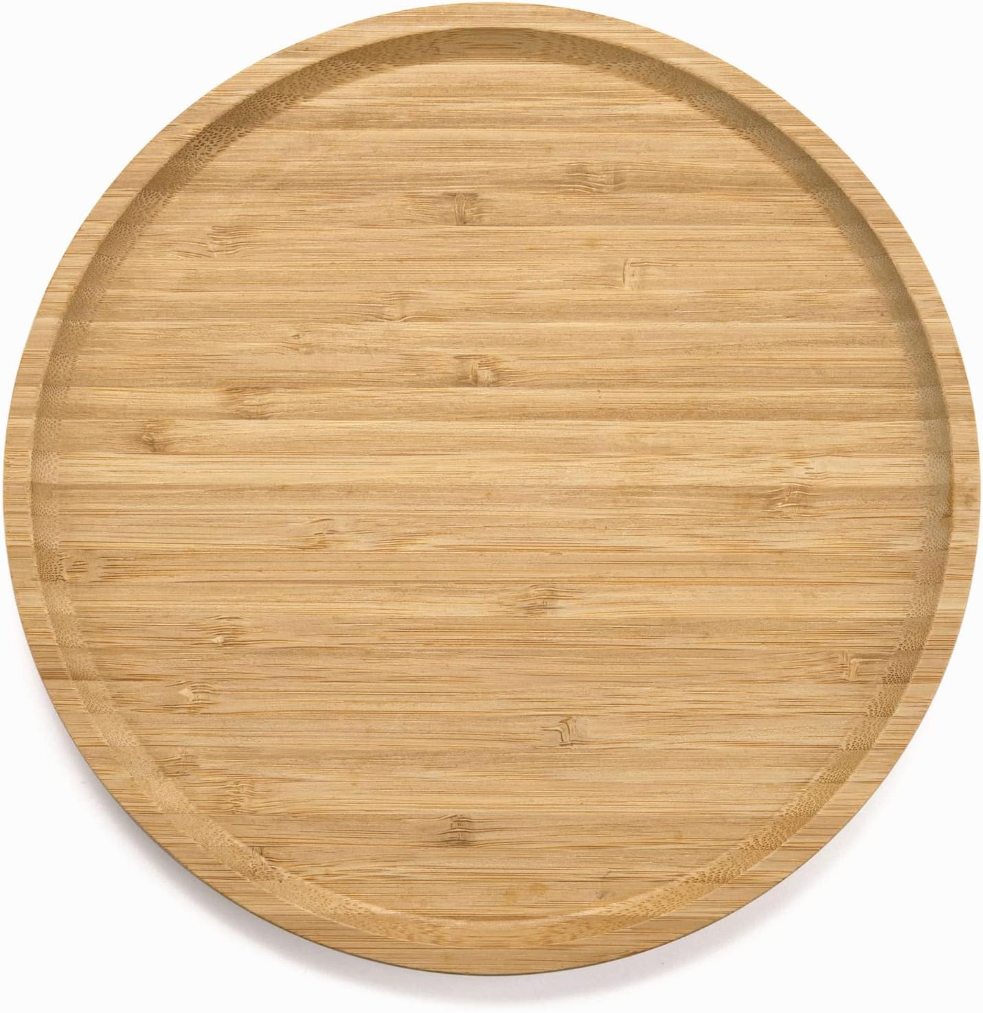 Round Bamboo Tray, Wood Serving Tray, Wooden Platter, Wood Charcuterie Board, Decorative Tray for Coffee Table, 9.8 inch