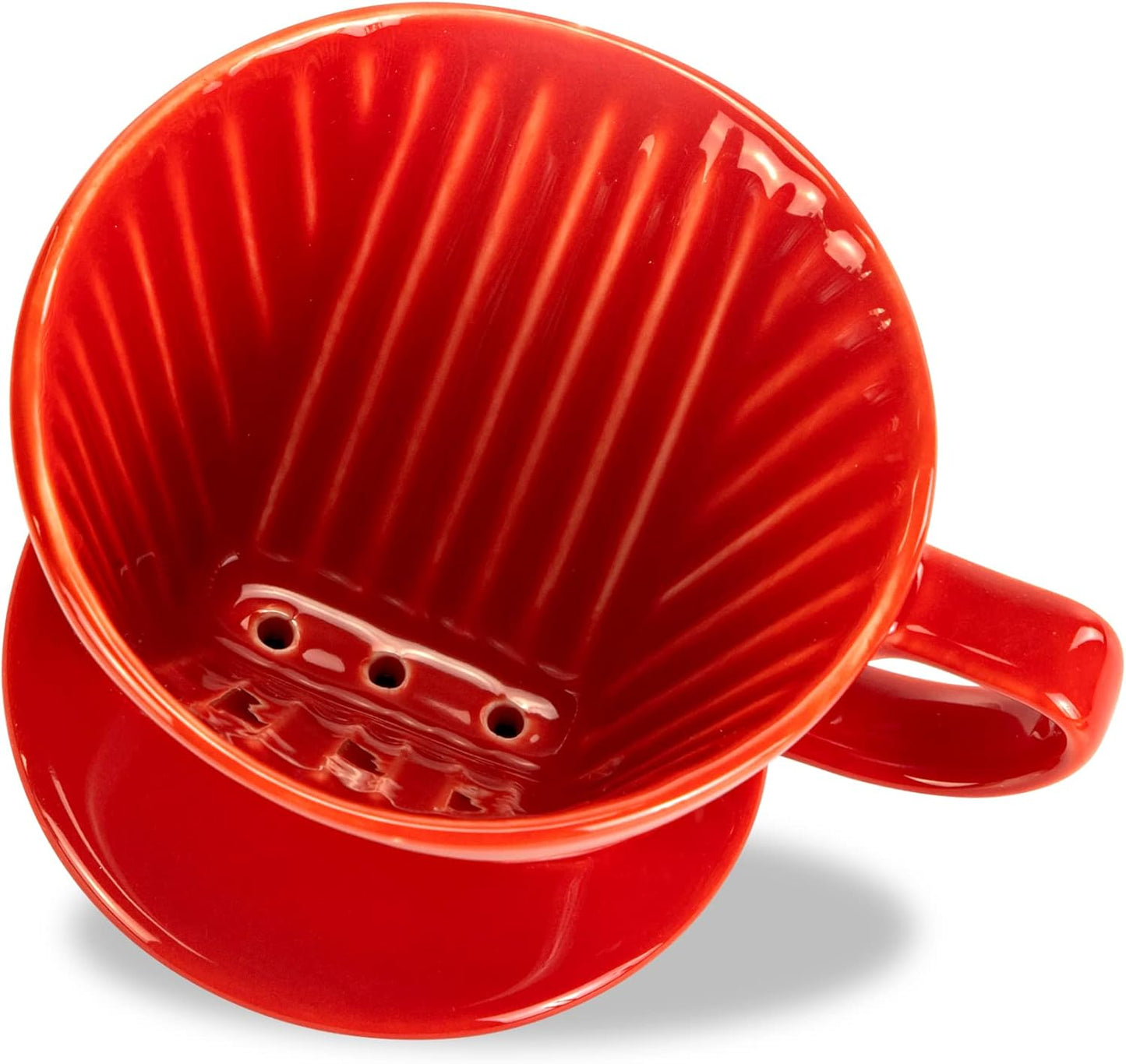 Pour Over Ceramic - Coffee Dripper Ceramic Coffee Maker with 3 Holes Flat Bottom, Porcelain Slow Filter Cone for Travel, Camping, Office, Home, Coffee Maker Brew