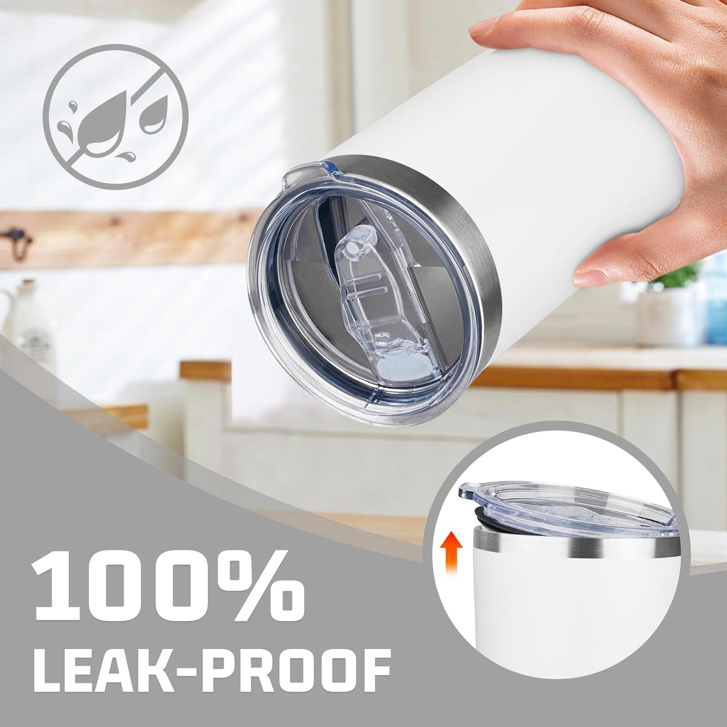 20oz Tumbler with Lid Double Wall Vacuum Insulated Travel Coffee Mug Stainless Steel Thermal Cup Powder Coated Sturdy Coffee Tumbler Bulk for Hot and Cold Beverage (White,4)