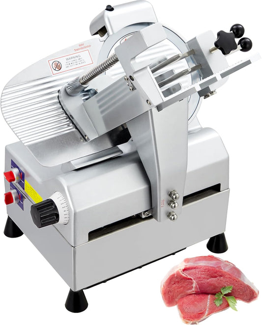 Dual Motor Automatic Meat Slicer 240W + 430W Power | 10" Sharp Carbon Steel Blade, 0-16mm Adjustable Thickness | Ideal for Deli Meats, Cheeses & Home Kitchen Use
