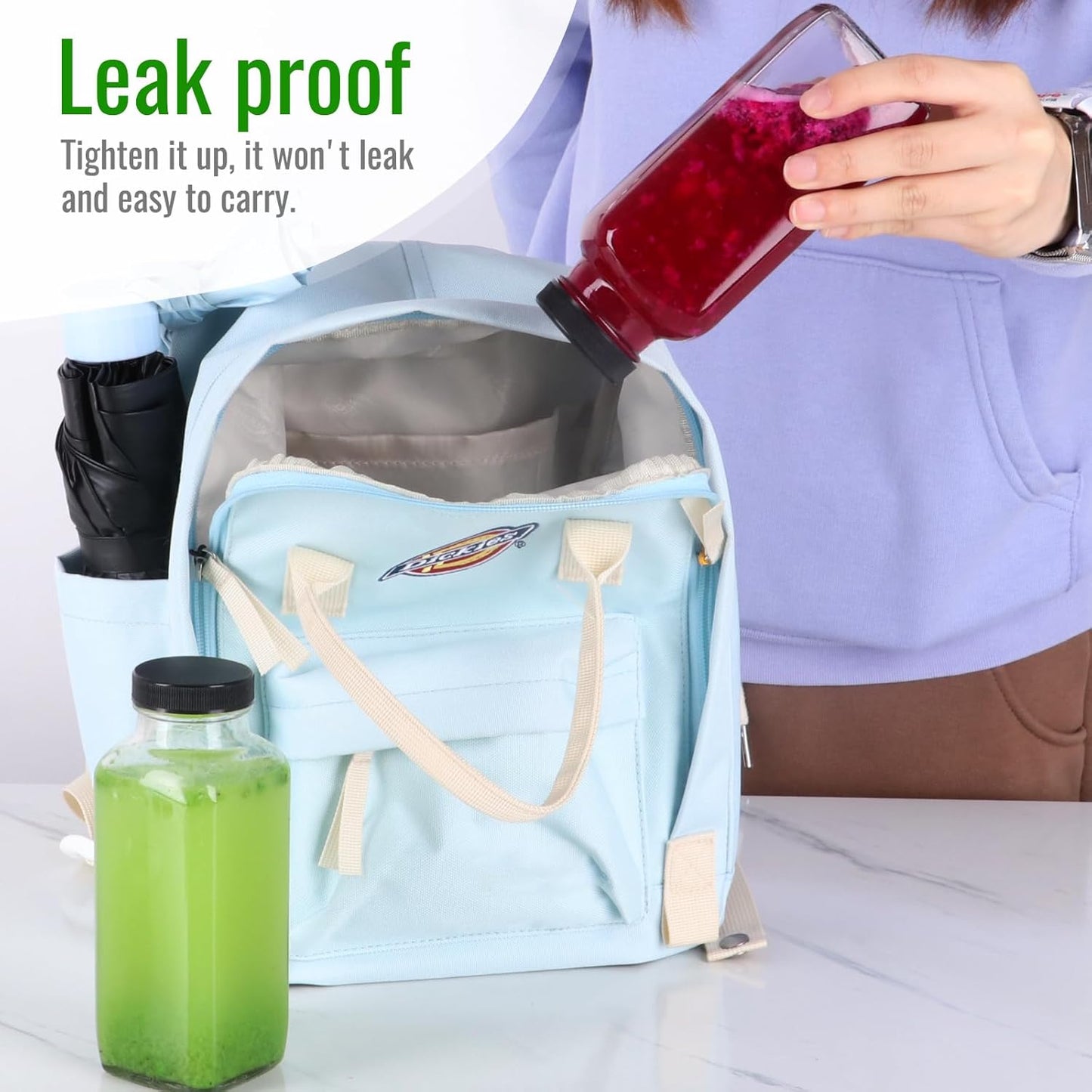 BIGIVACA 16 oz Glass Juice Bottles with Lids,3 PACK Bottles for Juicing,Square Drinking Jars Glass for Coffee,Cola,Milk,Tea in Travel,Work,School