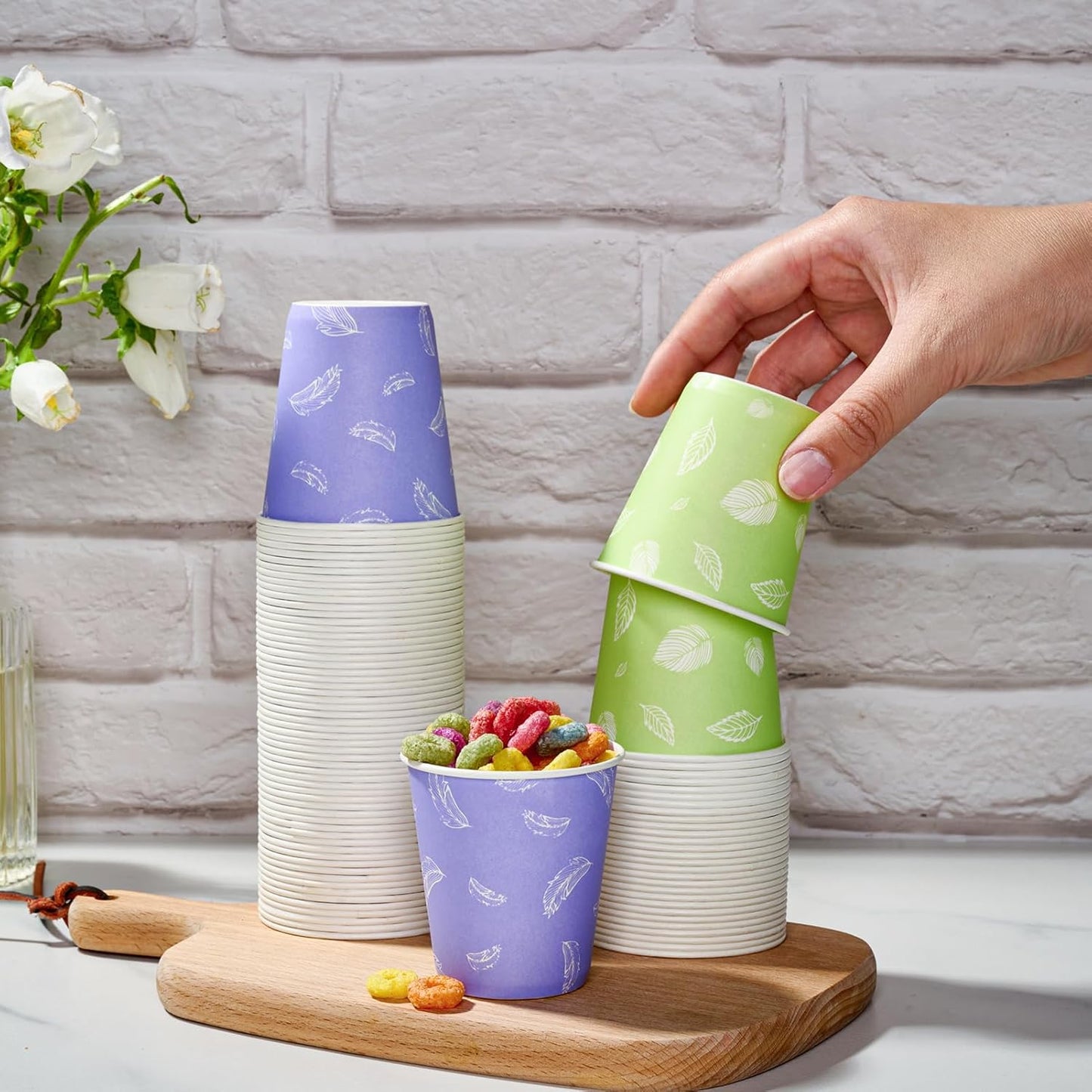 LITOPAK 1200 Pack 5 oz Paper Cups, Colorful Samll Disposable Paper Bathroom Cups for Parties, Travel, and Events