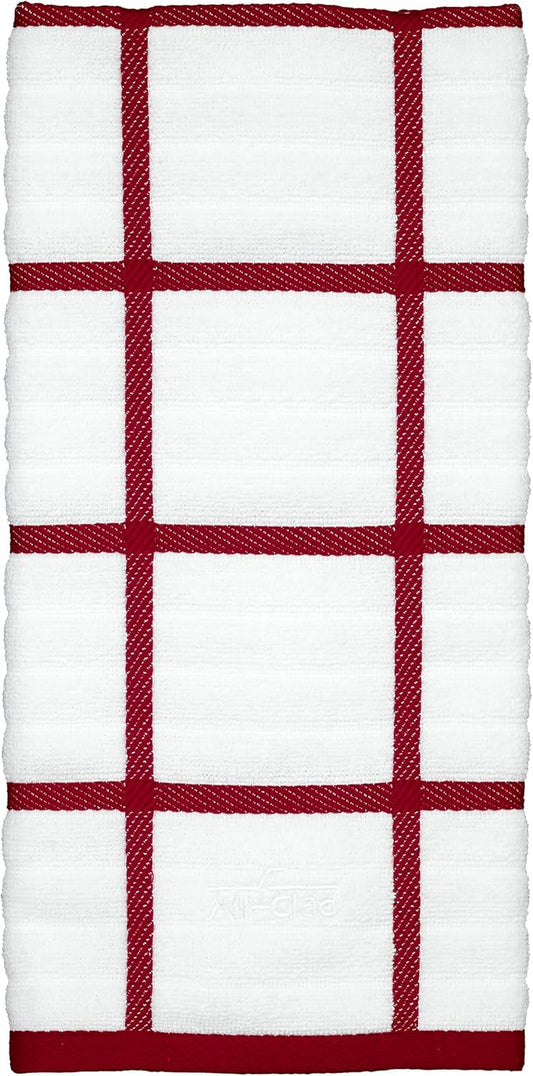 All-Clad Checked Kitchen Towel: Highly Absorbent, Super Soft Long Lasting - 100% Cotton, 17"x30" Tea Towel for Cleaning & Drying Dishes, Pans, Glassware, or Countertops, (1-Pack), Chili