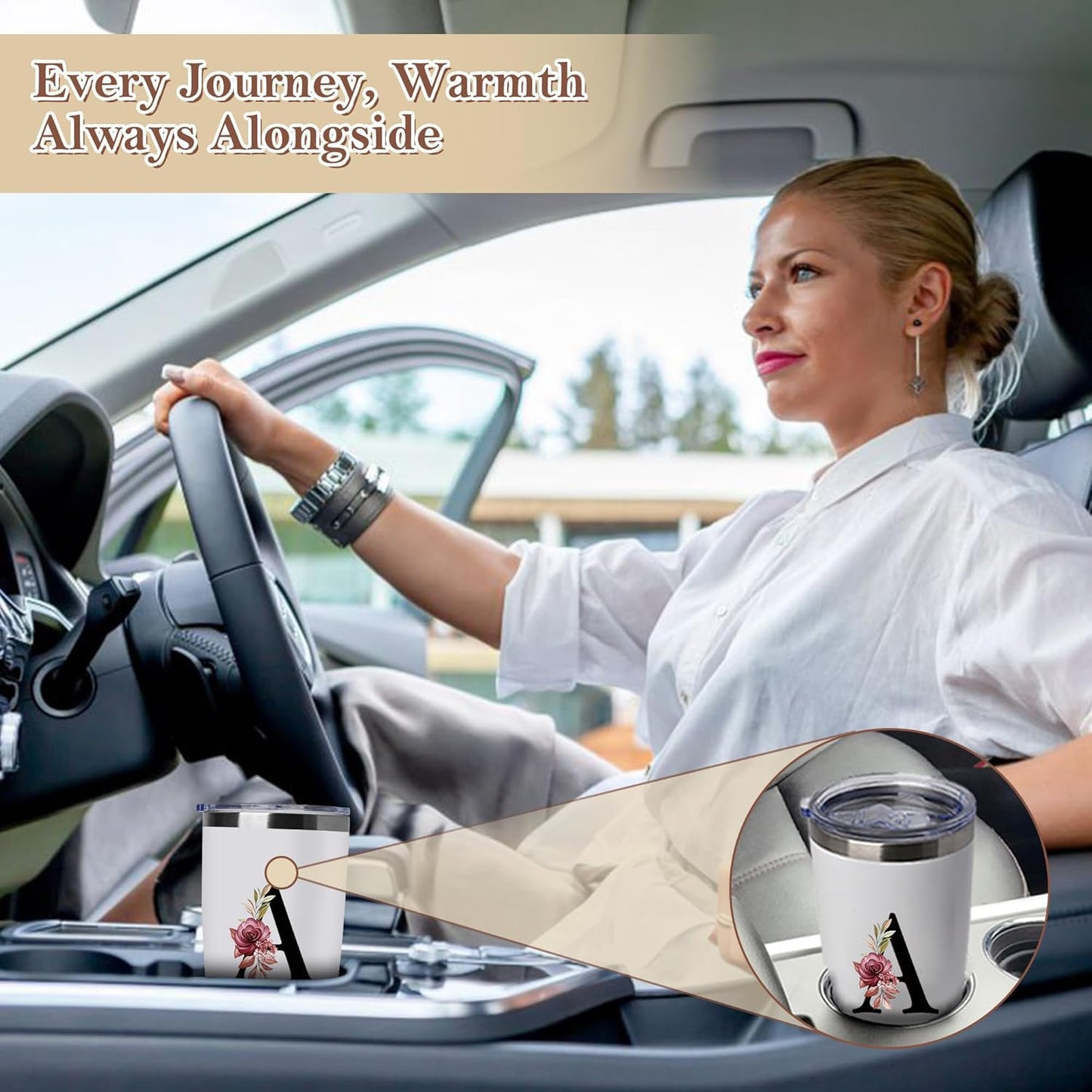 20 Oz Insulated Coffee Cup with Lid Car Tumbler Travel Mug New Mom after Birth First Time Mama Parents Announcement Nurse Newborn Pregnancy Wife Maternity Expecting Gender Neutral Cool Letter Gifts