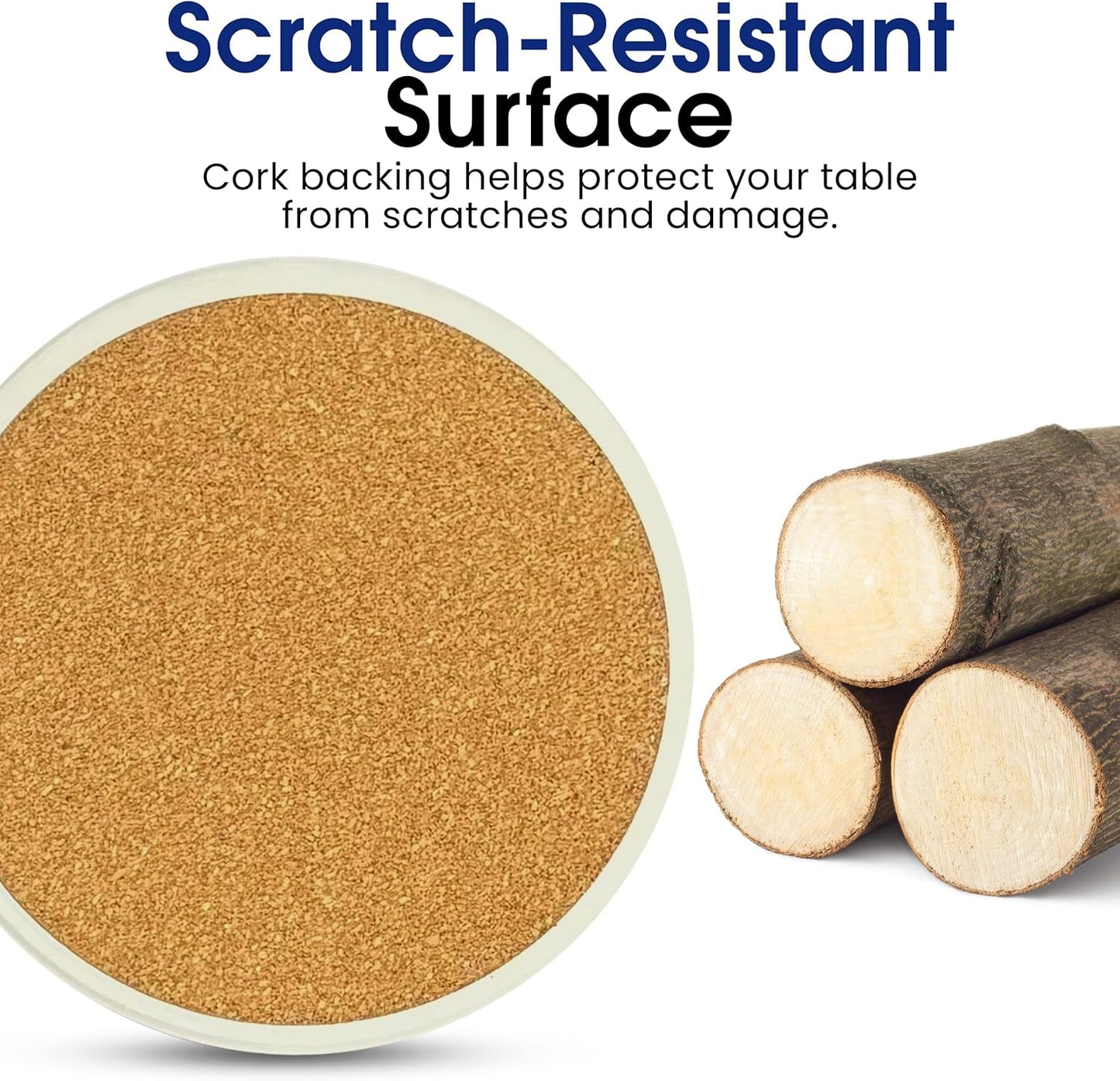 USA American Flag United States Round Coasters Set of 6 - Abosrbent Ceramic with Metal Stand for Drinks, Coffee, Non-Slip Cork Back for Tabletop Protection, 4 Inches (Old Glory)