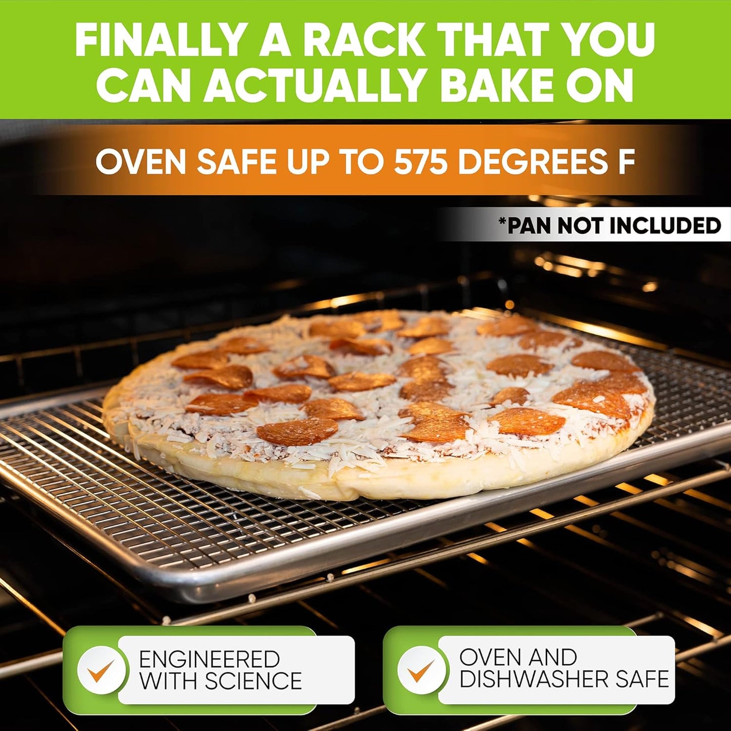 Spring Chef 11.8" x 17" Stainless Steel Cookie Cooling Rack - Oven Safe - Baking Rack for Bacon, BBQ, Jerky, Bread, Pizza, Cake - Fits Half Sheet Roasting Pan - Dishwasher Safe