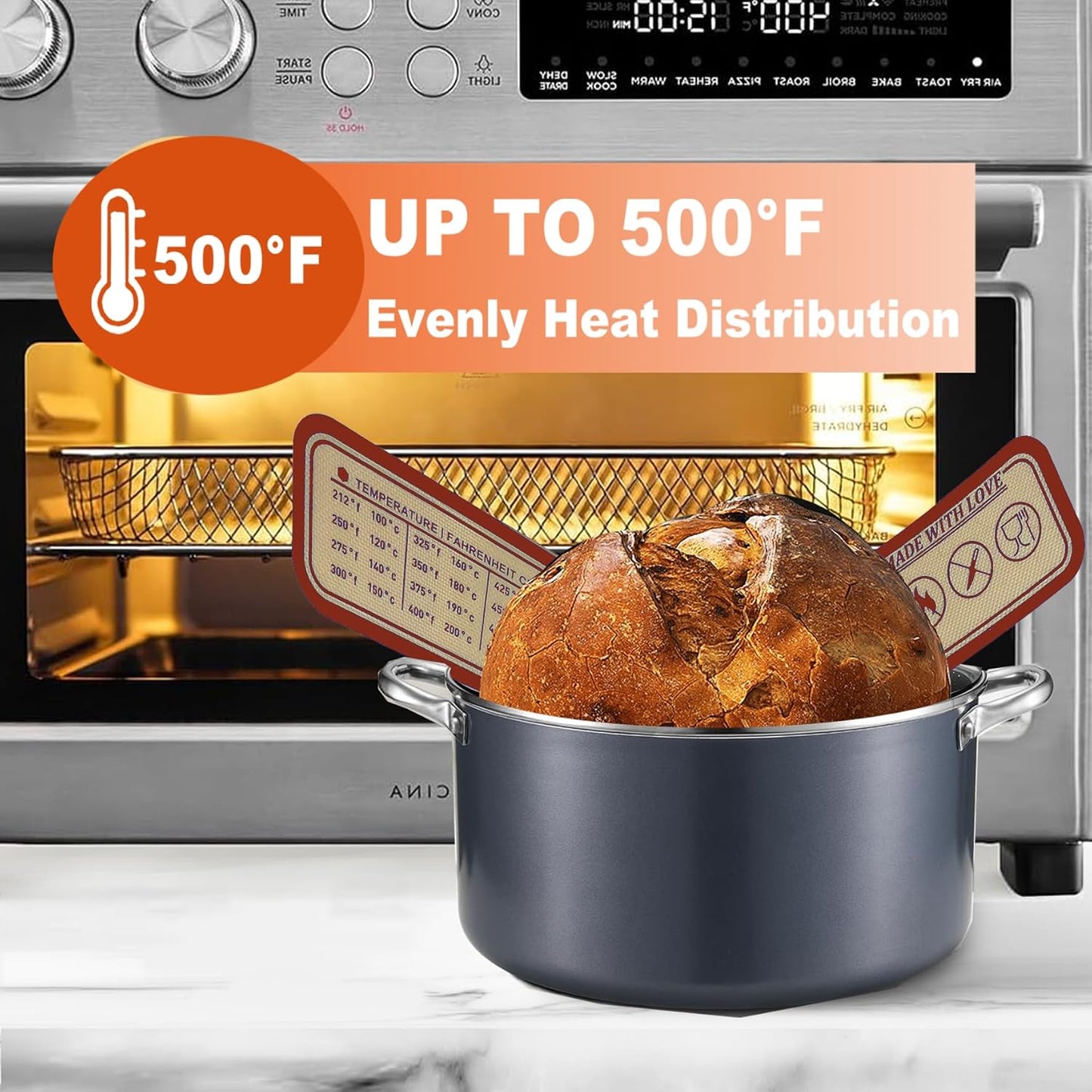 Large Silicone Bread Sling for Dutch Oven, 2 Pack (10" Round) – Non-Stick & 500°F Heat Resistant Sourdough Mat, Easy to Clean, Reusable Food-Grade Sourdough Sling – Fits 7 qt and up Dutch Ovens