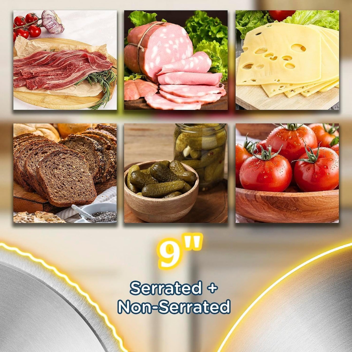 CUSIMAX Meat Slicer for Home with 1-20mm Adjustable Thickness，Electric Deli Slicer for Food Tray,Two 9" Stainless Steel Blades and Removable Food Carriage,Easy for Cut all Foods