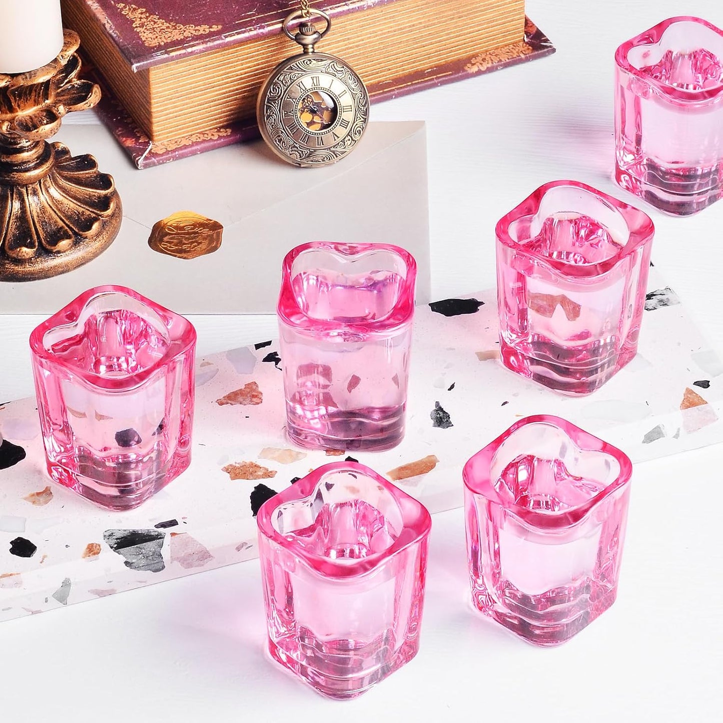 2oz Heavy Base Shot Glasses Sets of 12/Pink Shot Glass Cute For Bar Cart Accessories/Heart Shaped/Square
