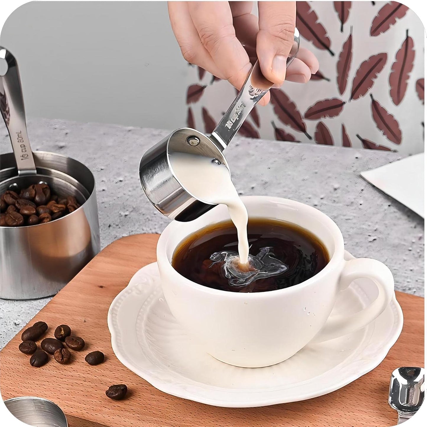 Measuring Cups and Spoons Set, 18/8 Stainless Steel Measuring Cups and Spoons Set for Kitchen & Baking, 5 MeasurE Cups &6 Long MeasurE Spoons&Leveler, Metric Measure Tools for Dry & Liquid