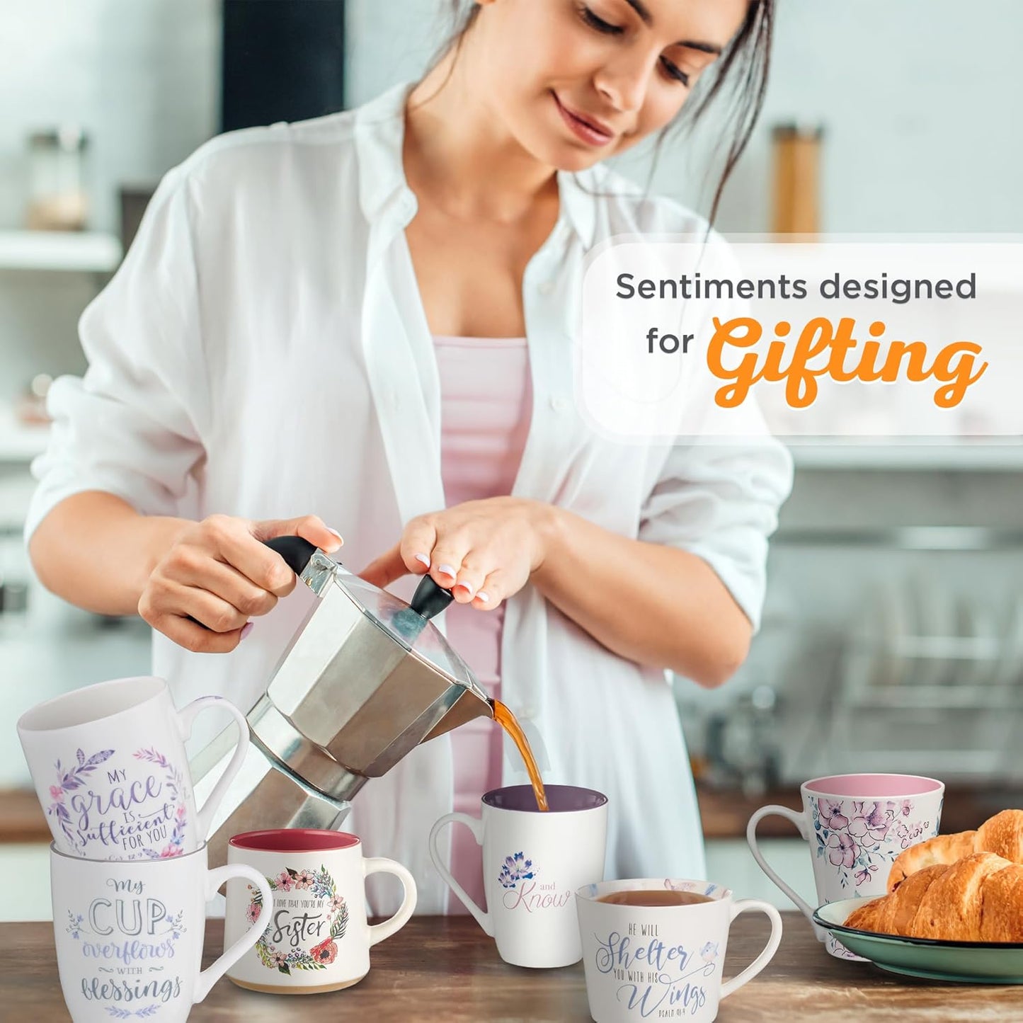 Christian Art Gifts Encouraging Scripture Ceramic Coffee & Tea Mug for Women: Be Still & Know Inspirational Psalm Bible Verse, Microwave & Dishwasher Safe, Novelty Cup, White & Purple Floral, 12 oz.