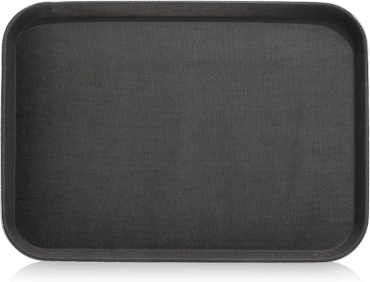 New Star Foodservice Restaurant Grade Non-Slip Tray, Plastic, Rubber Lined, Rectangular (Black, 16-Inch x 22-Inch)