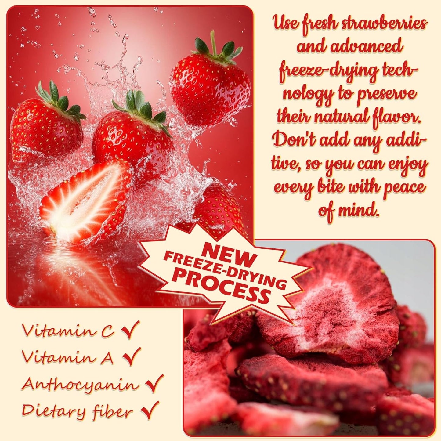 Strawberry Powder - 100% Pure Freeze Dried Strawberries Fruit Powder, Vegan & No Additive Strawberry Flavoring Natural Food Coloring for Baking, Drinks, Cakes, Icing and Smoothies - 3oz