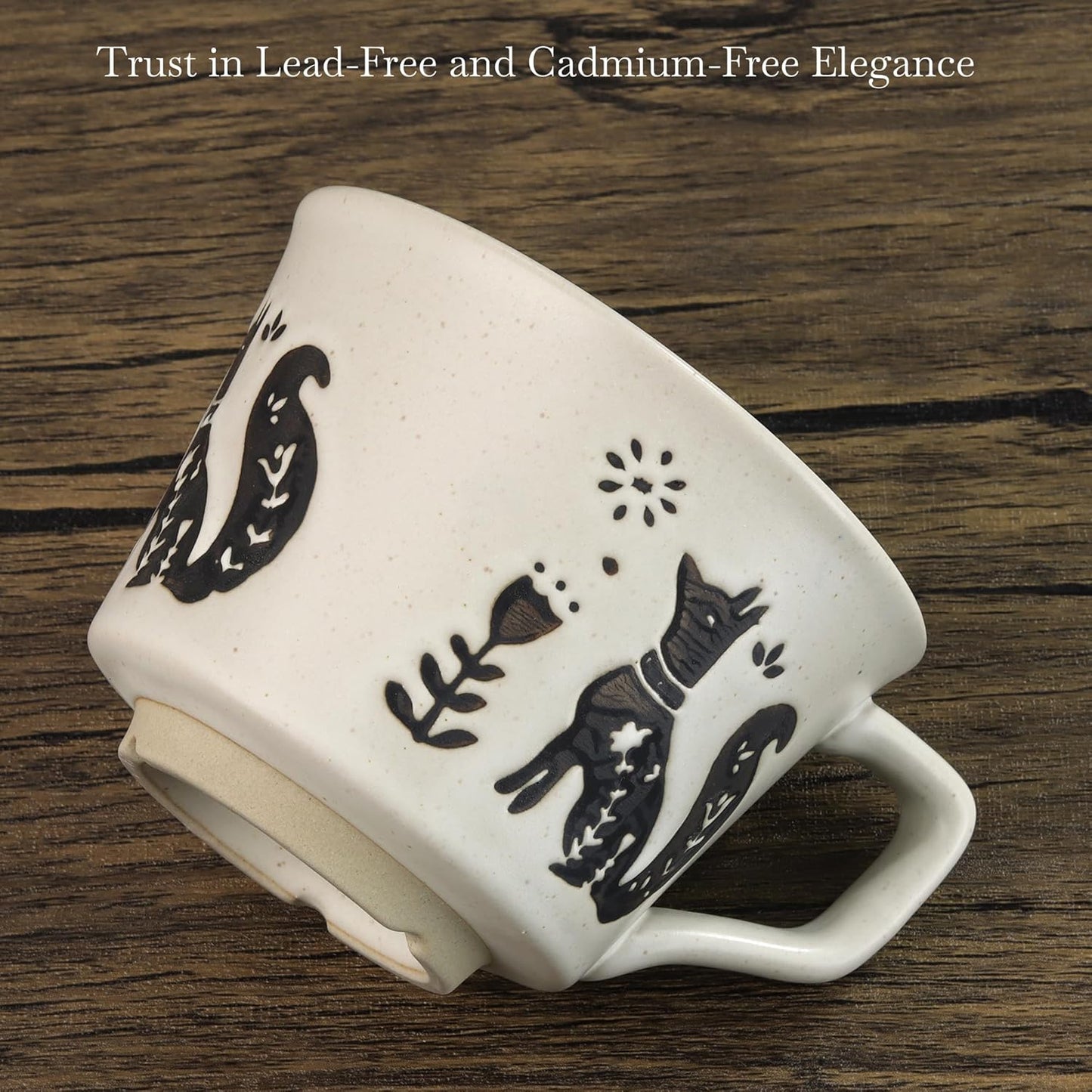 Ceramic Coffee Mug, 12 oz Novelty Unique Teacup with Large Handle, Stoneware Cup for Tea Mocha Latte Cappuccino Espresso (Fox)