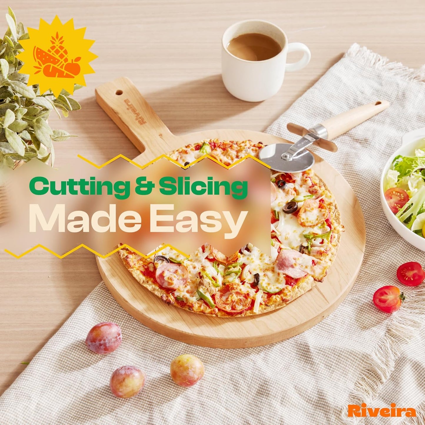 Riveira Cherry Wood Cutting Board – Gourmet Black Cherry Grandeur: 17 x 12 Wooden Cutting Board – Wooden Cutting Boards For Kitchen Decorative – Innovative Juice Grooves Cherry Wooden Chopping Board