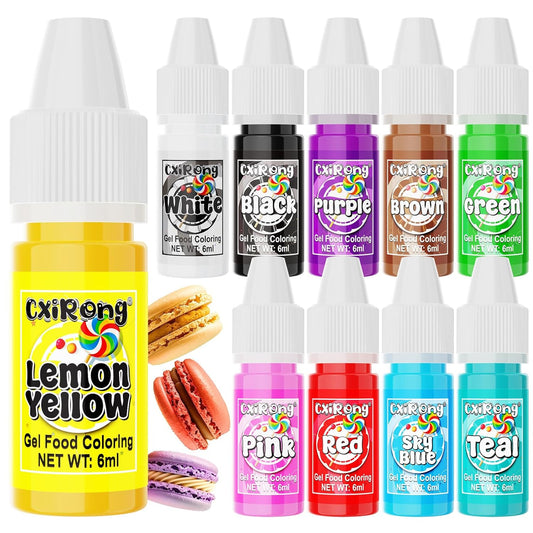 Gel Food Coloring - 10 Colors Concentrated Food Dye, Cake Decorating Supplies Tasteless Food Coloring Gel for Baking, Fondant, Cookie, Cake, Icing, Macaron, Easter Egg - 0.25 Fl. Oz