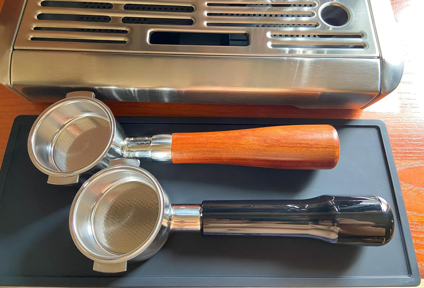 51mm Bottomless Portafilter Compatible with DeLonghi Espresso Machine ECP3420/ECP3630/ECP3120/EC260BK/EC265/EC155/EC702/BCO430 Stainless Steel Portafilter 2 Ear Filter Basket-Plastic