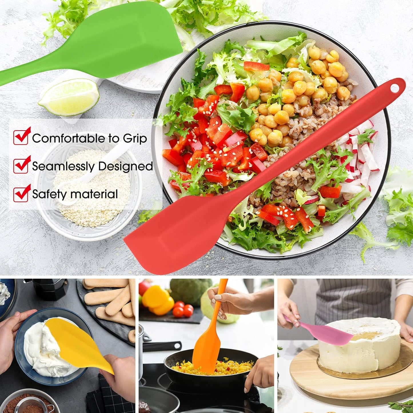 Irenare 24 Pcs Mini Silicone Spatulas Bulk 8.3 Inch Heat Resistant Scrapers Rubber Spatulas Seamless Design Non Stick Flexible for Kitchen Use Cooking Baking Mixing