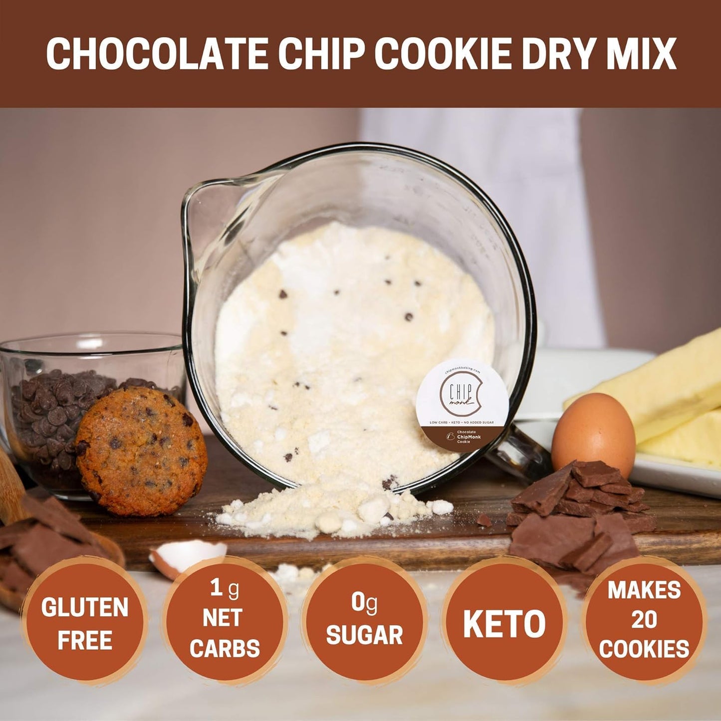 ChipMonk Cookie Mix - Zero or Low Carb Keto Friendly Snacks, Dessert, Cookies, Gluten-Free, High Fat and Protein, Low Sugar Sweet Snack Foods, Ketogenic Diet or Diabetics - Healthy, Nutrition Treats