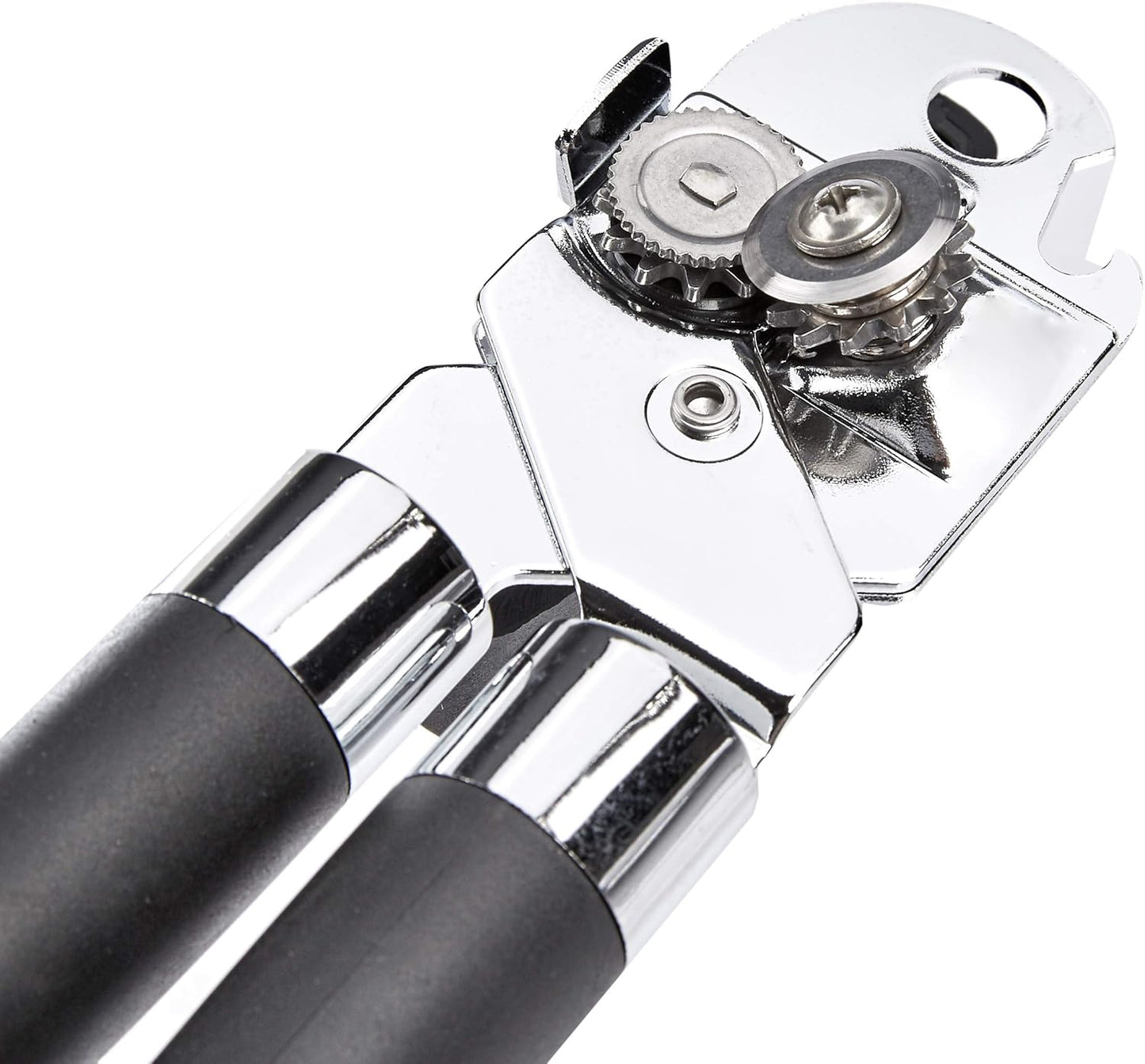 Amazon Basics Multi-function Manual Can Opener and Bottle Opener, 22 cm, Black Soft Grip Dual Handle