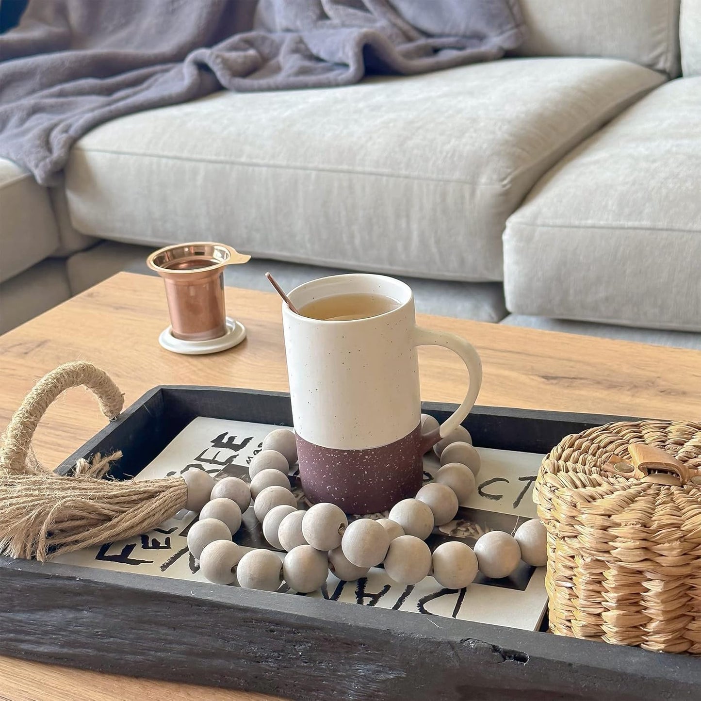 Mora Ceramics Tea Cup with Loose Leaf Infuser, Spoon and Lid, 12 oz, Microwave and Dishwasher Safe Coffee Mug - Rustic Matte Ceramic Glaze, Modern Herbal Tea Strainer - Great Gift for Women, Garnet