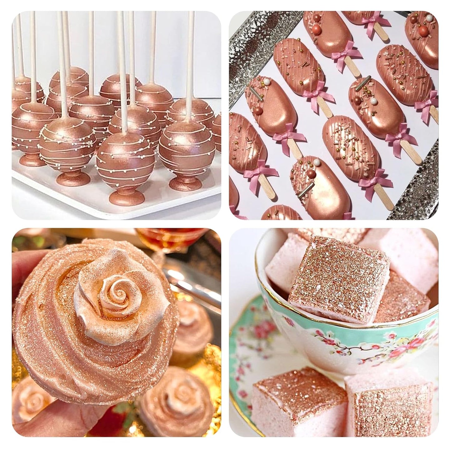 Rose Gold Edible Glitter Spray 10g Herbeklab Edible Rose Gold Glitter for Cakes Food Grade Drink Glitter for Cocktails Chocolate Cake Pop Strawberry