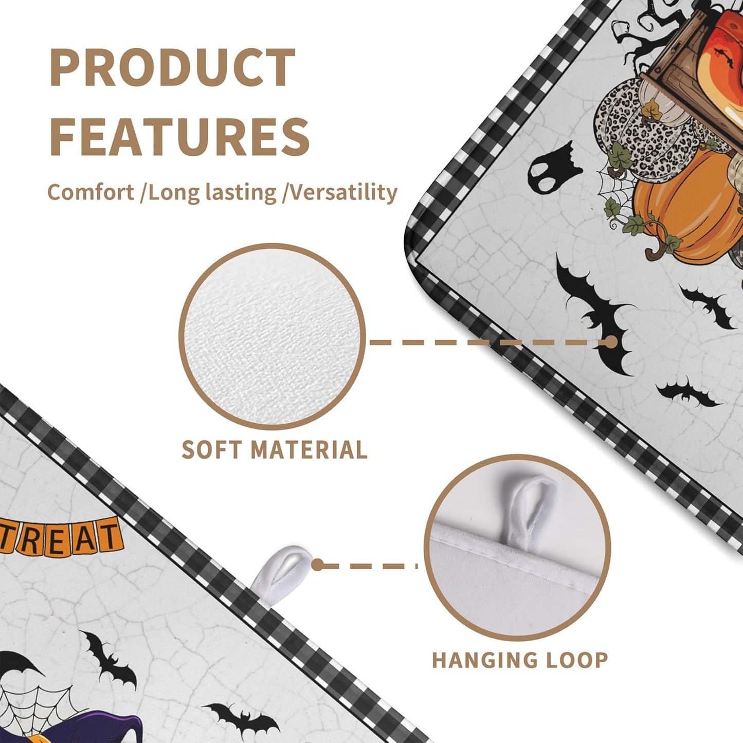 Happy Halloween Pumpkin Truck Dish Drying Mat For Kitchen Trick or Treat Microfiber Absorbent Dish Drying Mats Spooky Black Bat Ghost Self Dish Draining Mat 18x24 In Coffee Bar Spill Pad Decoration