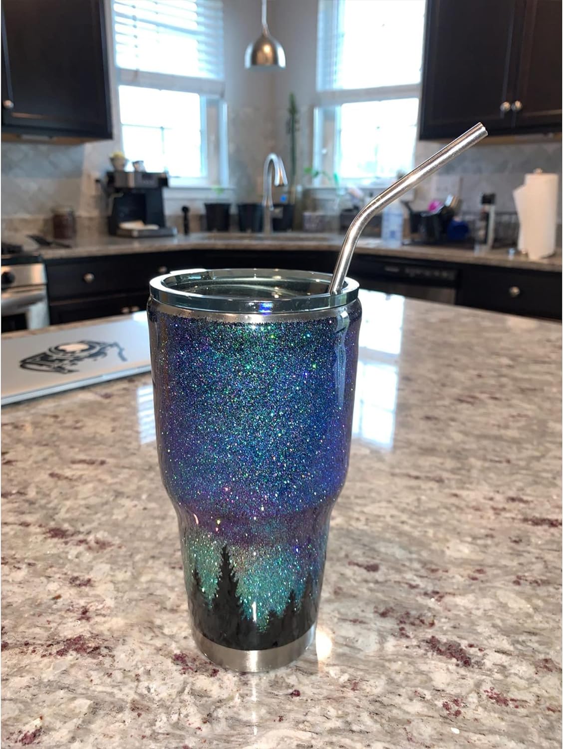 Set of 4 Reusable Metal Straws, Long Stainless Steel Straw with Cleaning Brushes and Case, Drinking for 30 oz and 20 oz Tumblers.