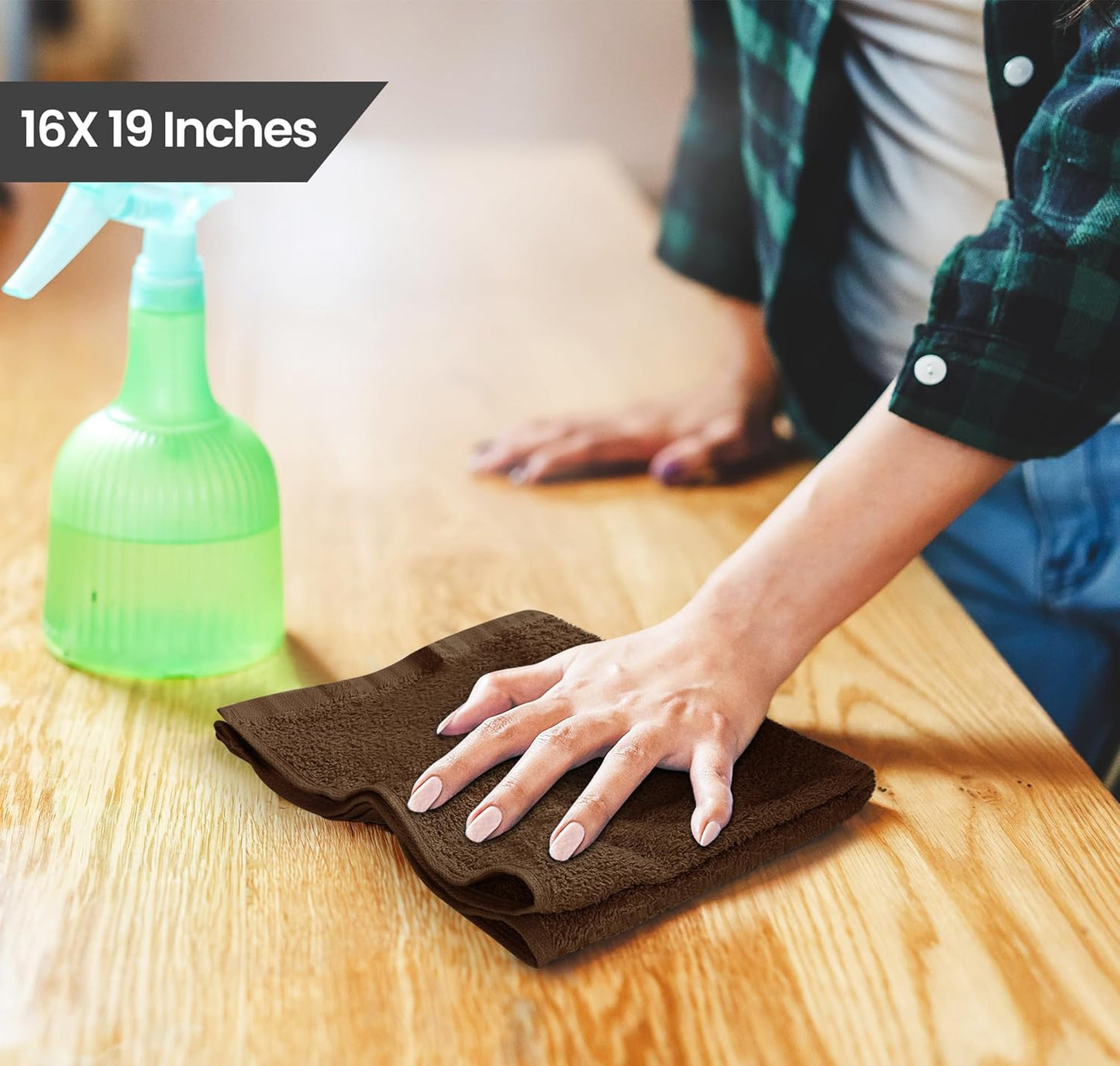 Utopia Towels Kitchen Bar Mops, Pack of 12, 16 by 19 Inches, 100% Cotton Super Absorbent Brown Towels, Multi-Purpose Cleaning Towels for Home and Kitchen Bars
