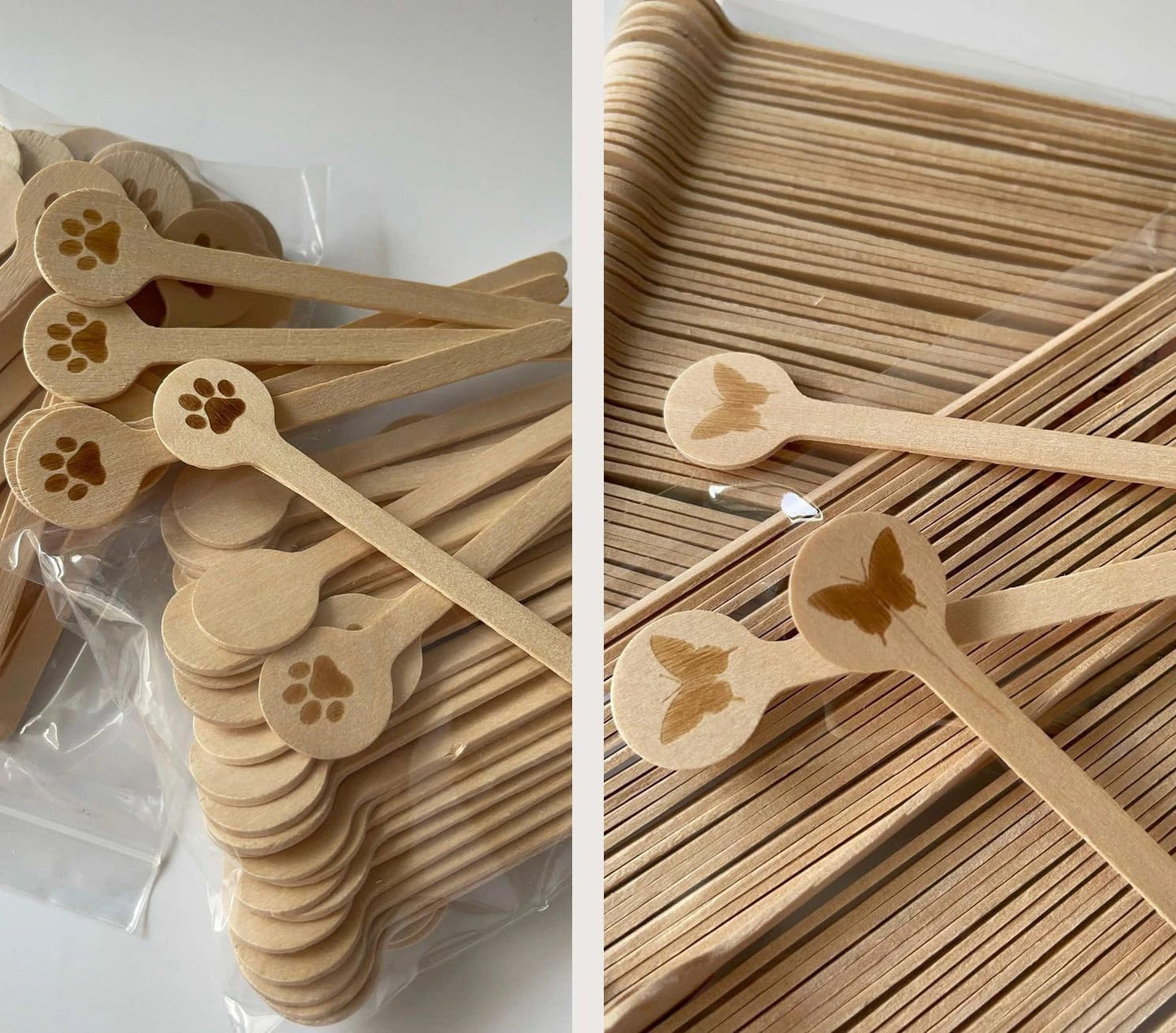 Generic 100-500 PCS Personalized Wooden Drink Stirrers, Custom Disposable Coffee Stir Sticks with Round Ends, Favor Decor for Wedding/Party/Business/Gift, Coffee Stirrer or Cupcake Picks