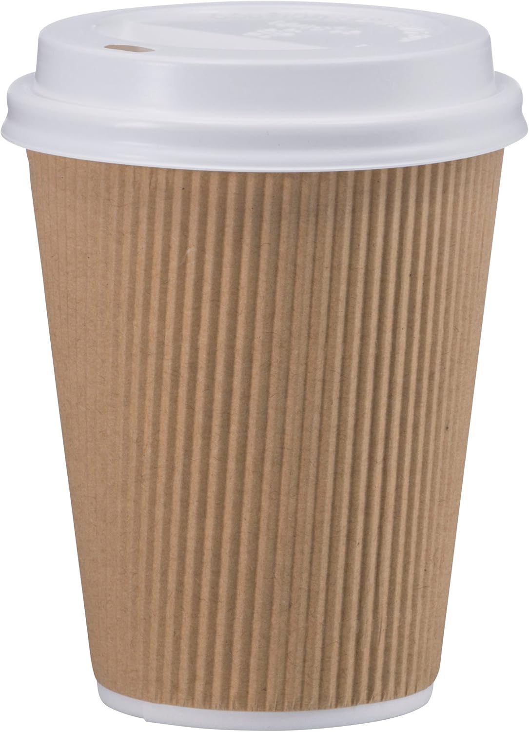 NYHI 100 8 oz Ripple Kraft Paper Cups Brown Hot Cold with Lids 3 Layer Rippled Small Insulated Disposable Coffee Cups for Cappuccino Hot Cocoa or Iced Drinks
