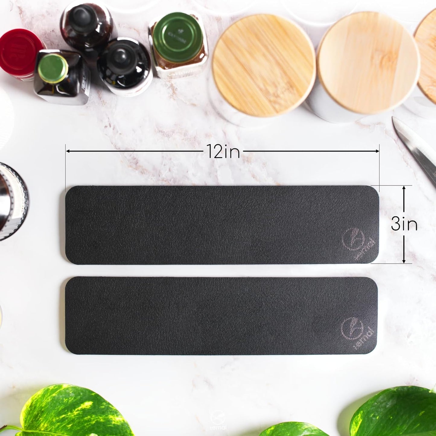 Ternal DripGuards Absorbent Counter Mat 2-Pack | Waterproof, Quick-Dry Coffee Bar Mat for Kitchen, Sink & Drink Station | Non-Slip, Spill-Proof Protector for Water, Oil & Syrup [3 x12in].