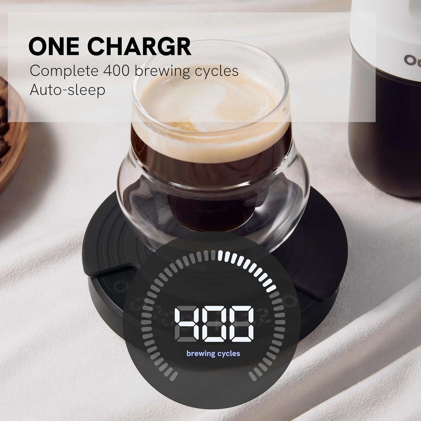 OutIn Claro Portable Coffee Scale, Espresso Scale 2kg/0.1g Accurate Measurement, Pour Over Coffee Scale Multiple Modes, Timer Function, Rechargeable, with Protective Bag